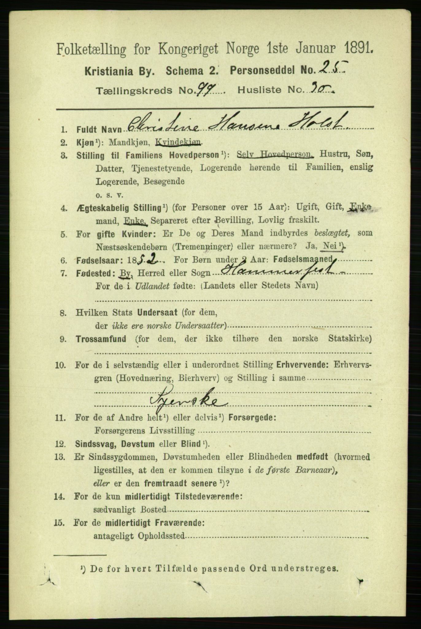 RA, 1891 census for 0301 Kristiania, 1891, p. 49119