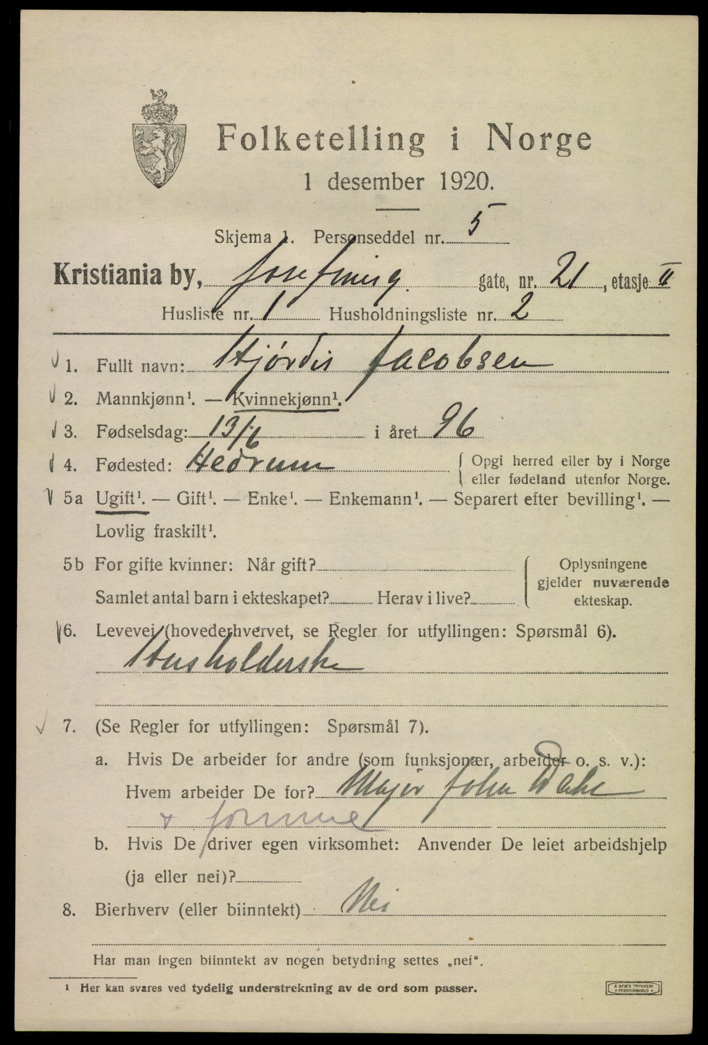 SAO, 1920 census for Kristiania, 1920, p. 324677