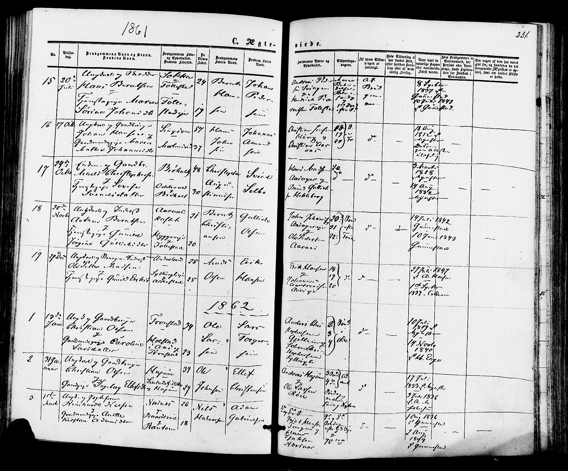 Røyken kirkebøker, SAKO/A-241/F/Fa/L0006: Parish register (official) no. 6, 1857-1875, p. 251