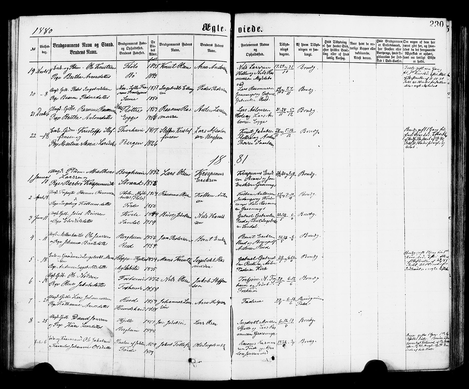 Gloppen sokneprestembete, AV/SAB-A-80101/H/Haa/Haac/L0001: Parish register (official) no. C 1, 1871-1886, p. 230