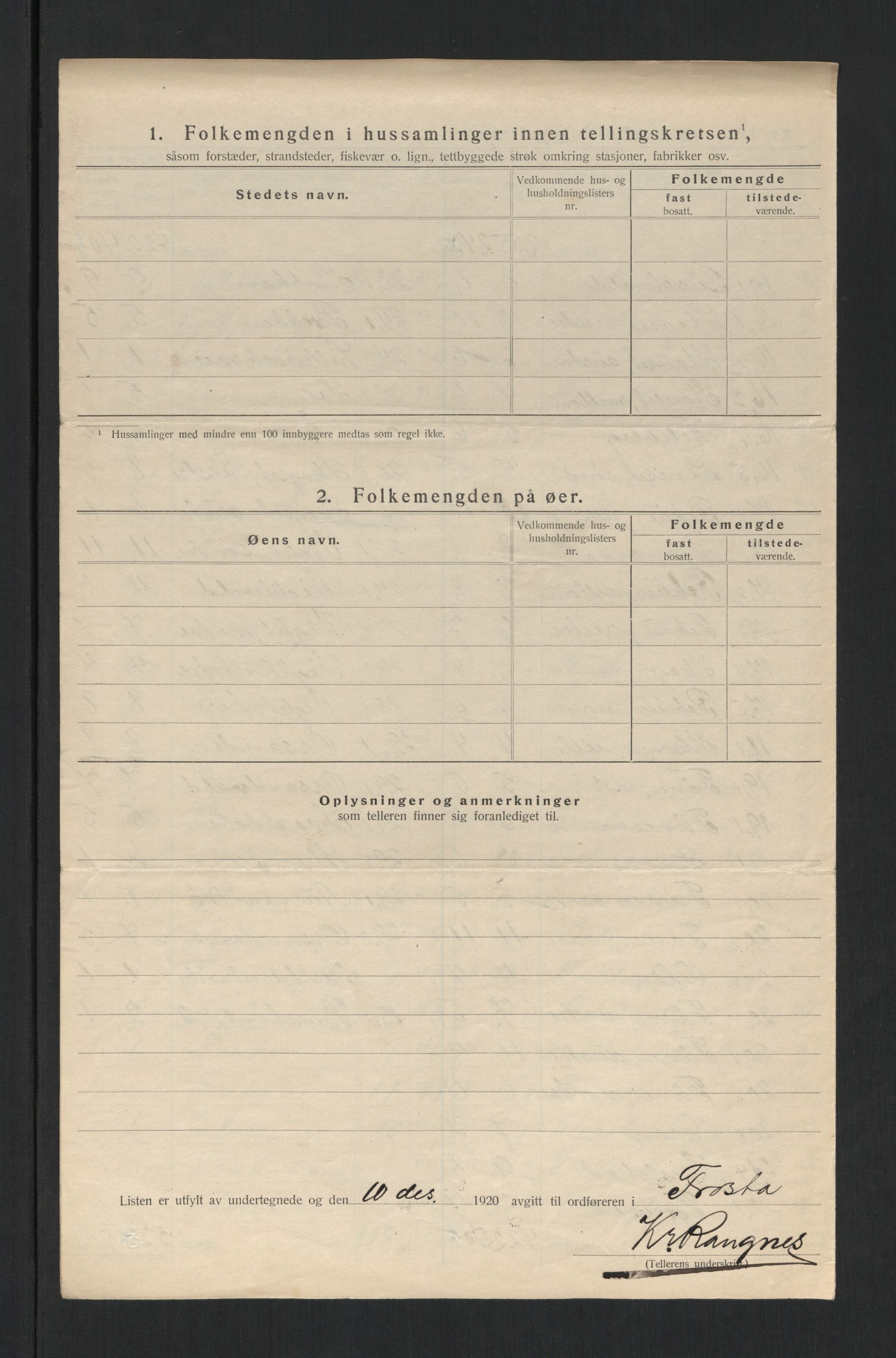 SAT, 1920 census for Frosta, 1920, p. 26
