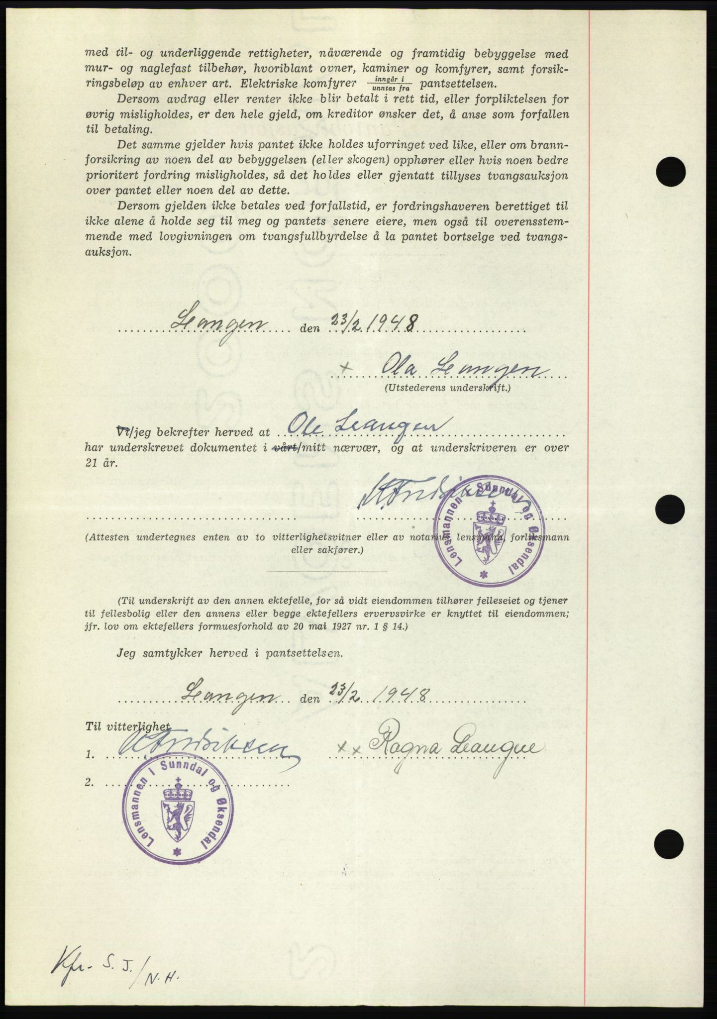 Nordmøre sorenskriveri, AV/SAT-A-4132/1/2/2Ca: Mortgage book no. B98, 1948-1948, Diary no: : 471/1948