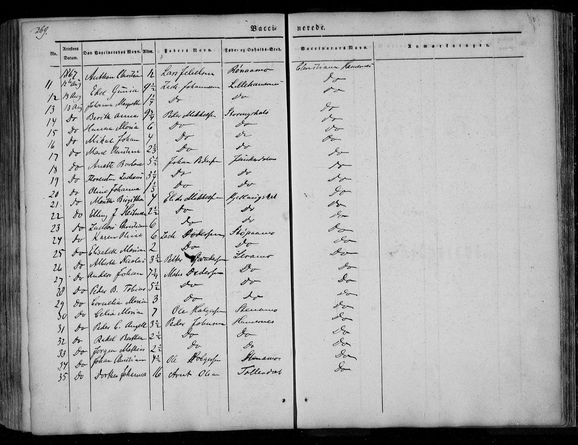 Ministerialprotokoller, klokkerbøker og fødselsregistre - Nordland, AV/SAT-A-1459/846/L0644: Parish register (official) no. 846A02, 1837-1872, p. 369