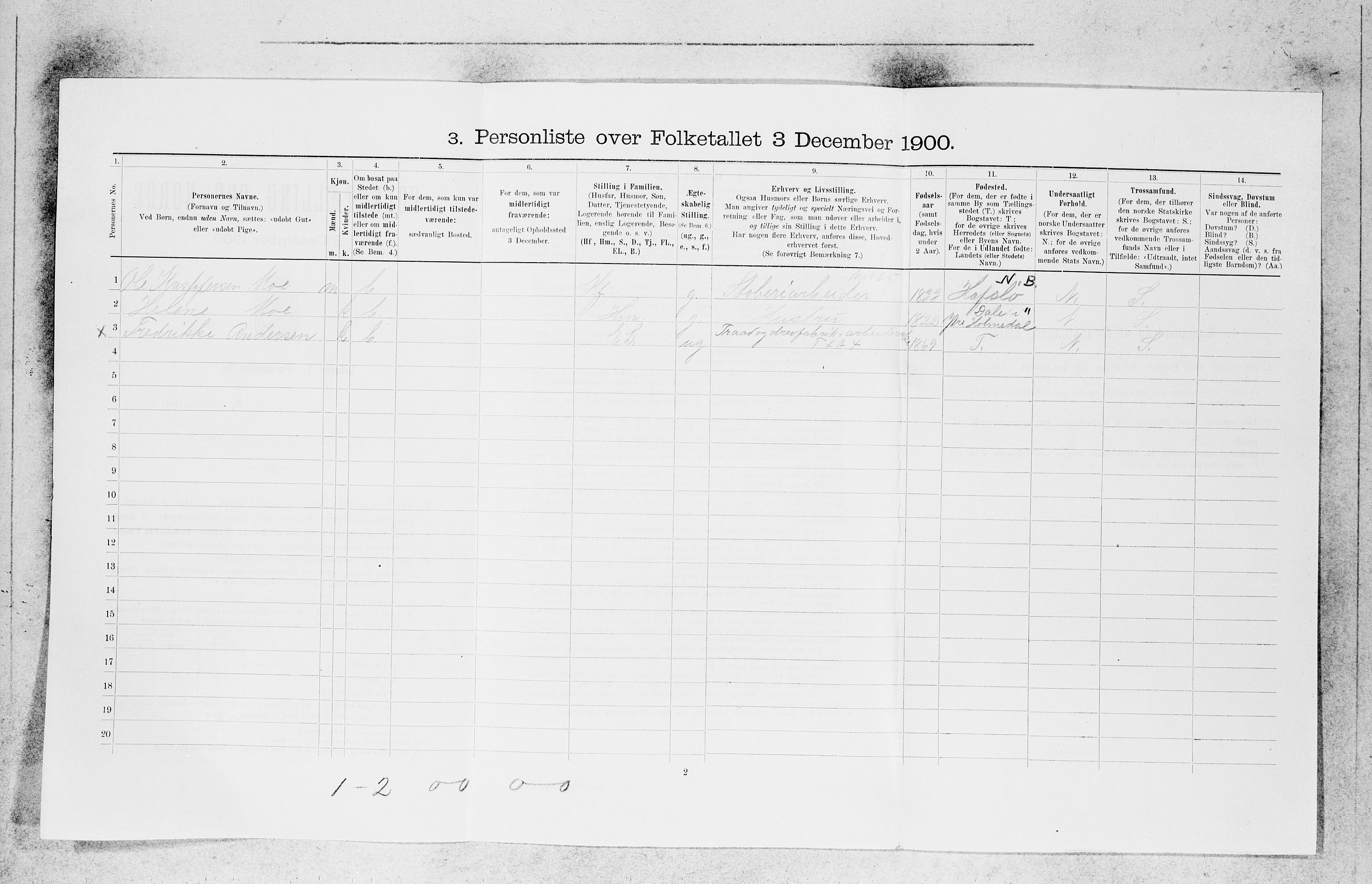 SAB, 1900 census for Bergen, 1900, p. 25031