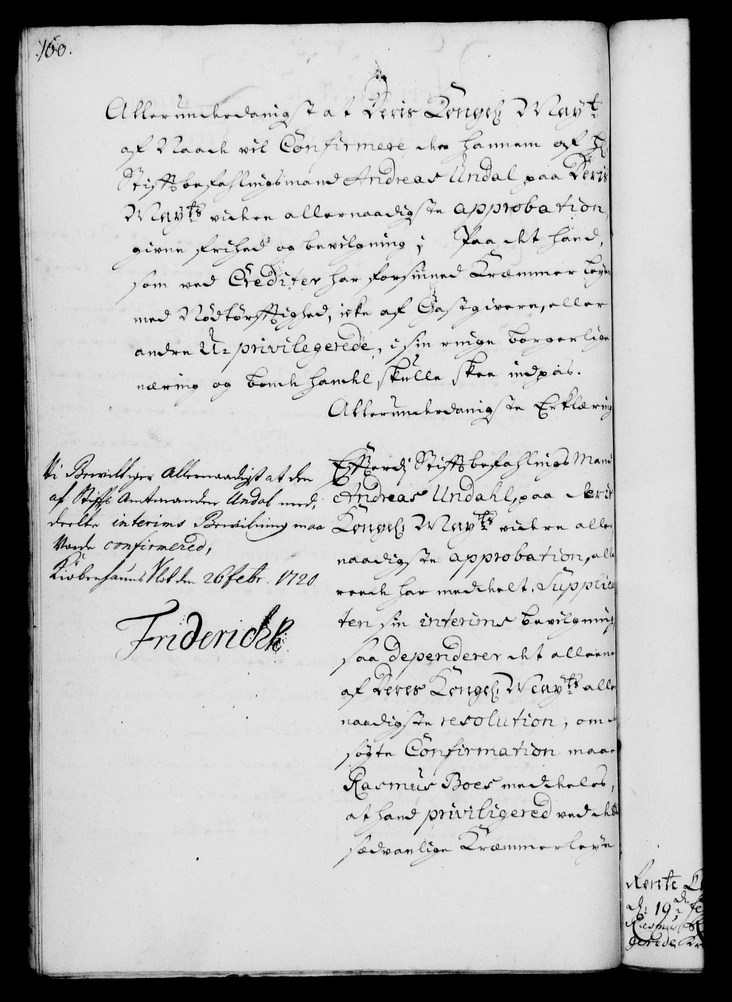 Rentekammeret, Kammerkanselliet, RA/EA-3111/G/Gf/Gfa/L0002: Norsk relasjons- og resolusjonsprotokoll (merket RK 52.2), 1720, p. 160