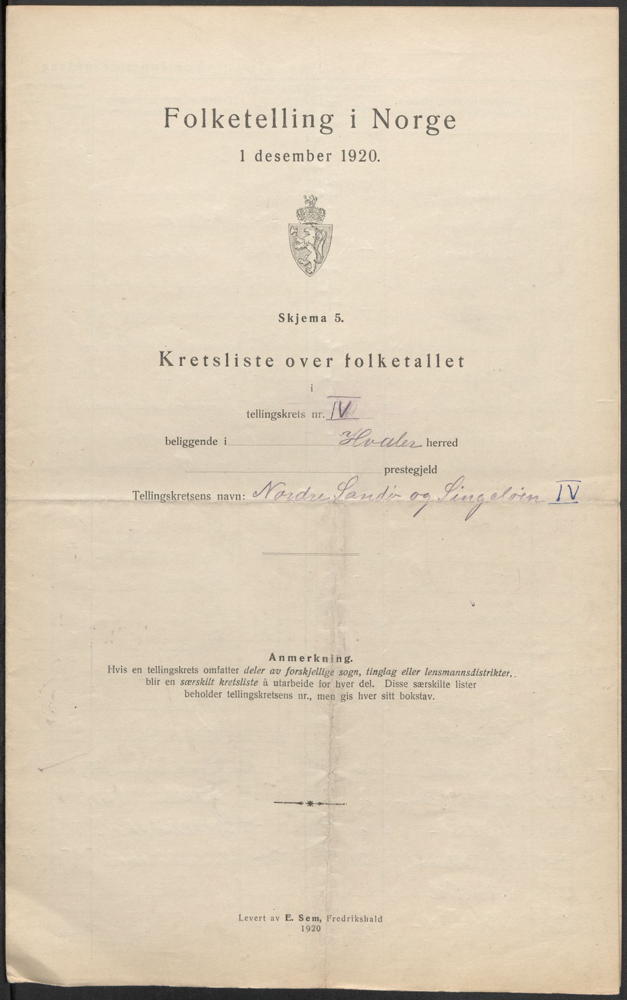 SAO, 1920 census for Hvaler, 1920, p. 16