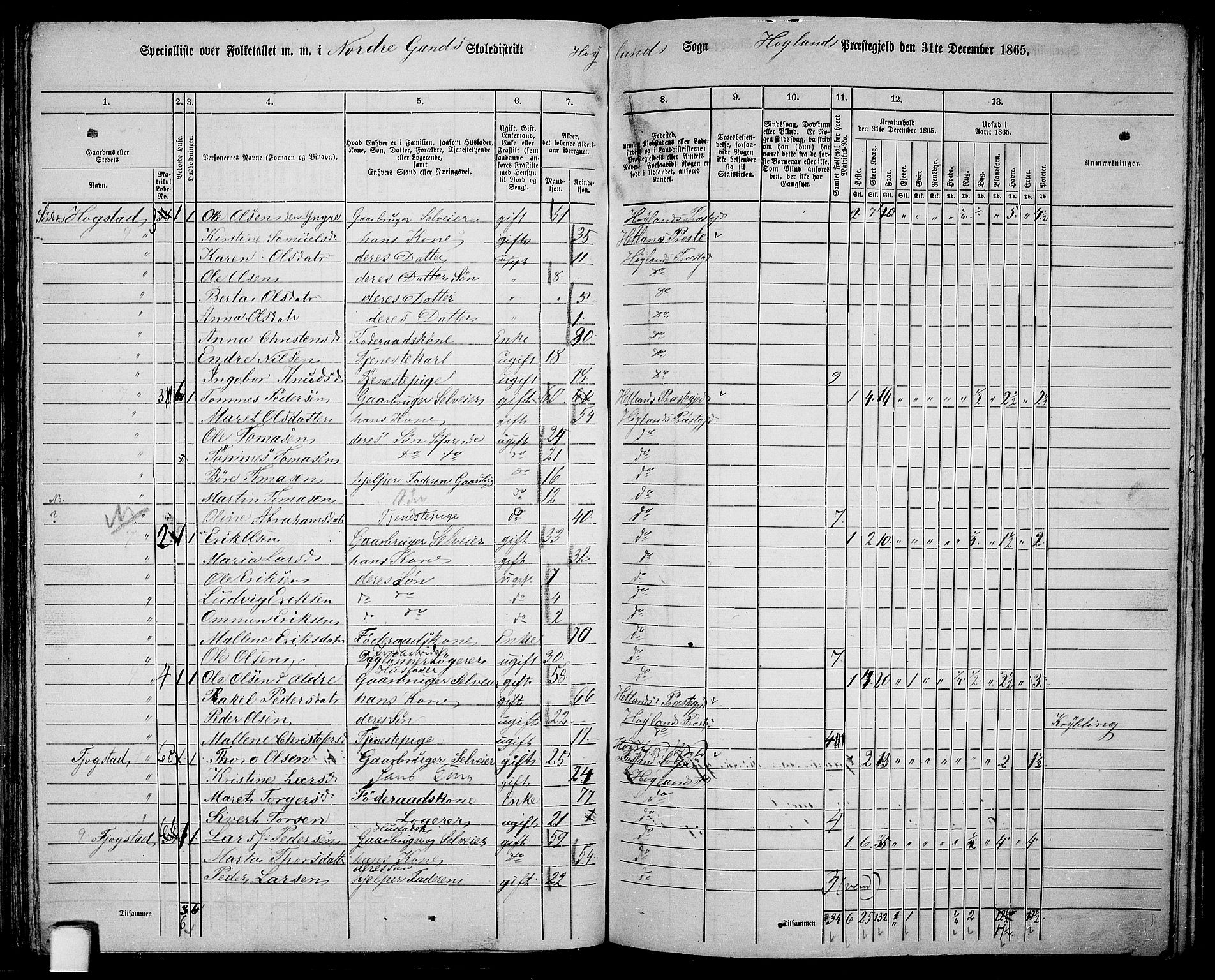 RA, 1865 census for Høyland, 1865, p. 93