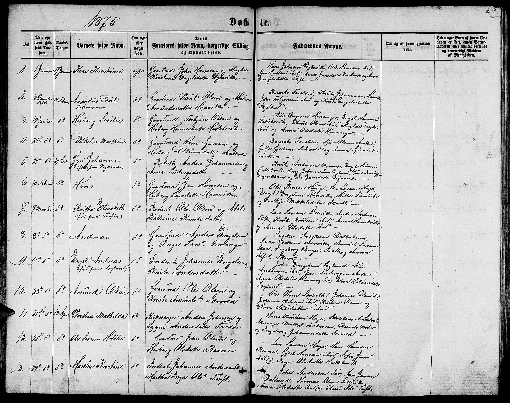 Fusa sokneprestembete, SAB/A-75401/H/Hab: Parish register (copy) no. C 1, 1861-1885, p. 60