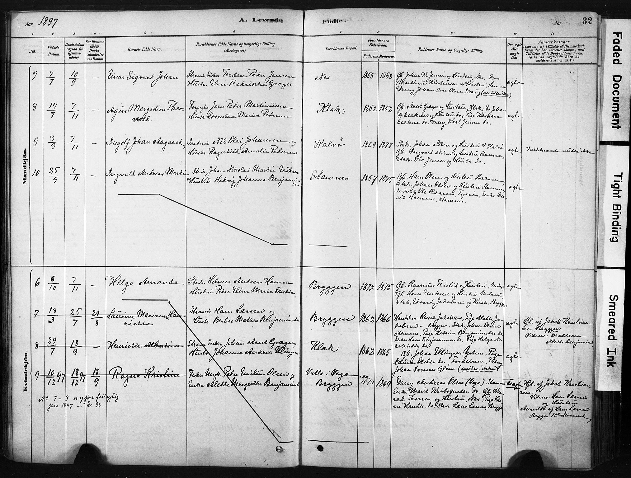 Ministerialprotokoller, klokkerbøker og fødselsregistre - Nordland, AV/SAT-A-1459/808/L0128: Parish register (official) no. 808A01, 1880-1902, p. 32