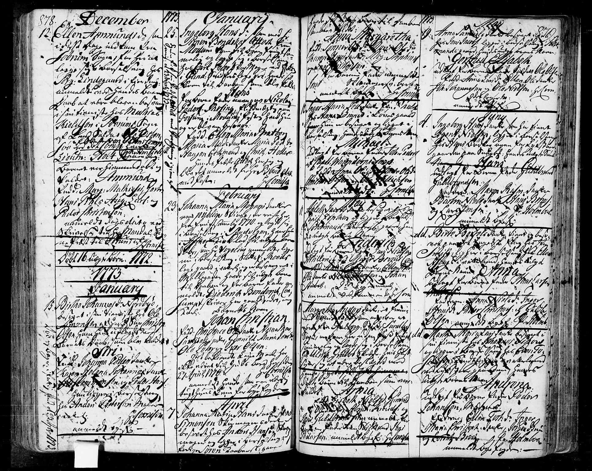 Oslo domkirke Kirkebøker, SAO/A-10752/F/Fa/L0004: Parish register (official) no. 4, 1743-1786, p. 878-879