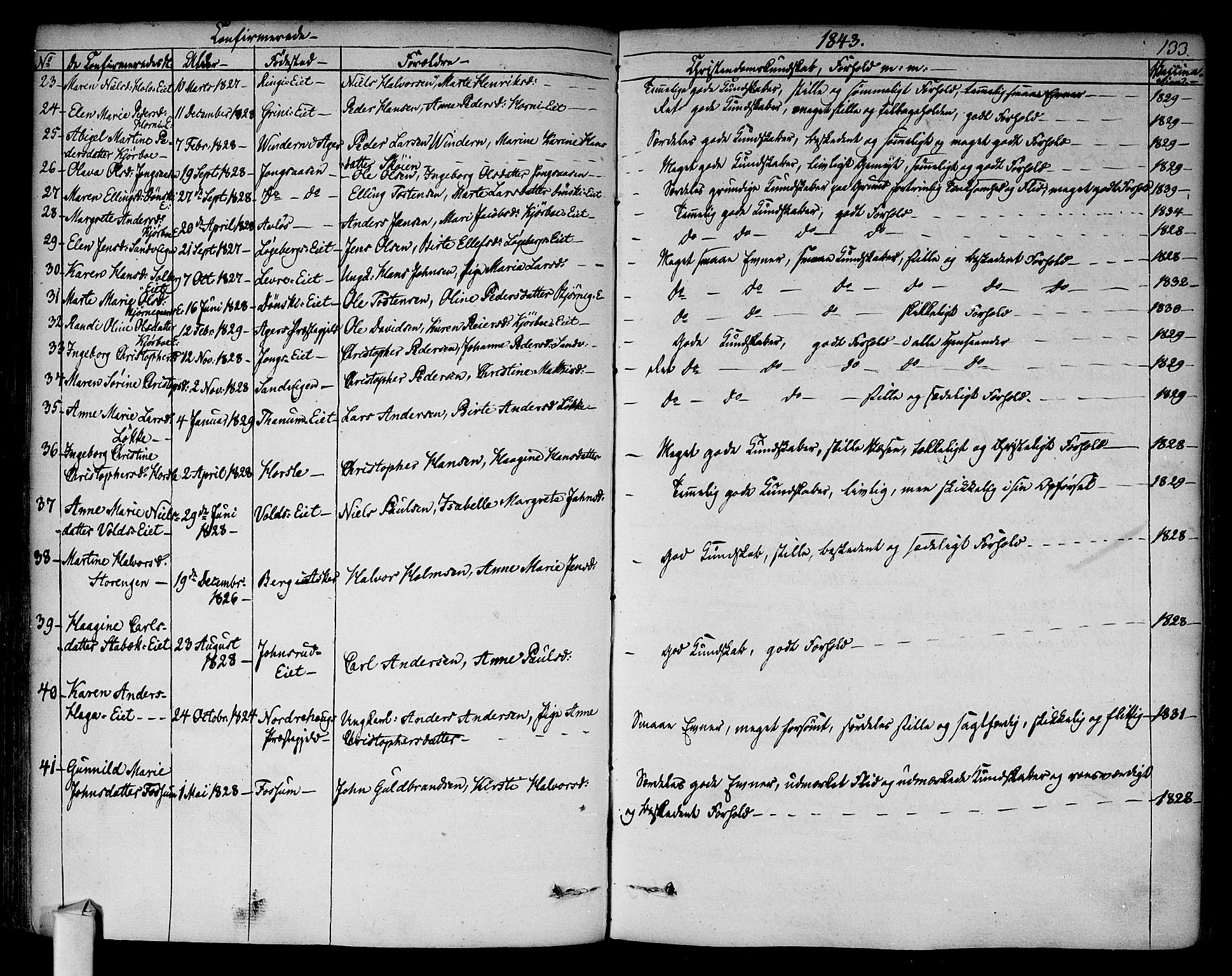 Asker prestekontor Kirkebøker, AV/SAO-A-10256a/F/Fa/L0009: Parish register (official) no. I 9, 1825-1878, p. 133