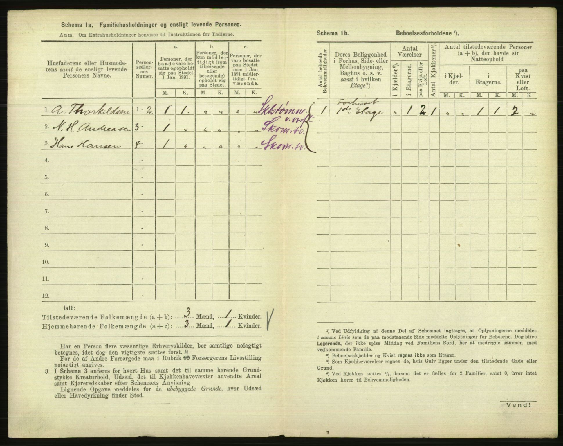 RA, 1891 census for 1001 Kristiansand, 1891, p. 523