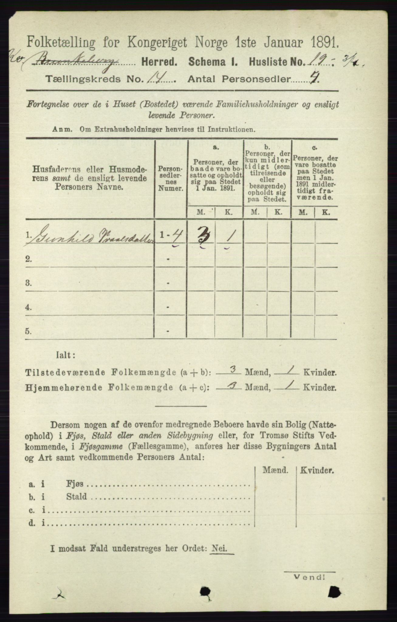 RA, 1891 census for 0829 Kviteseid, 1891, p. 3334