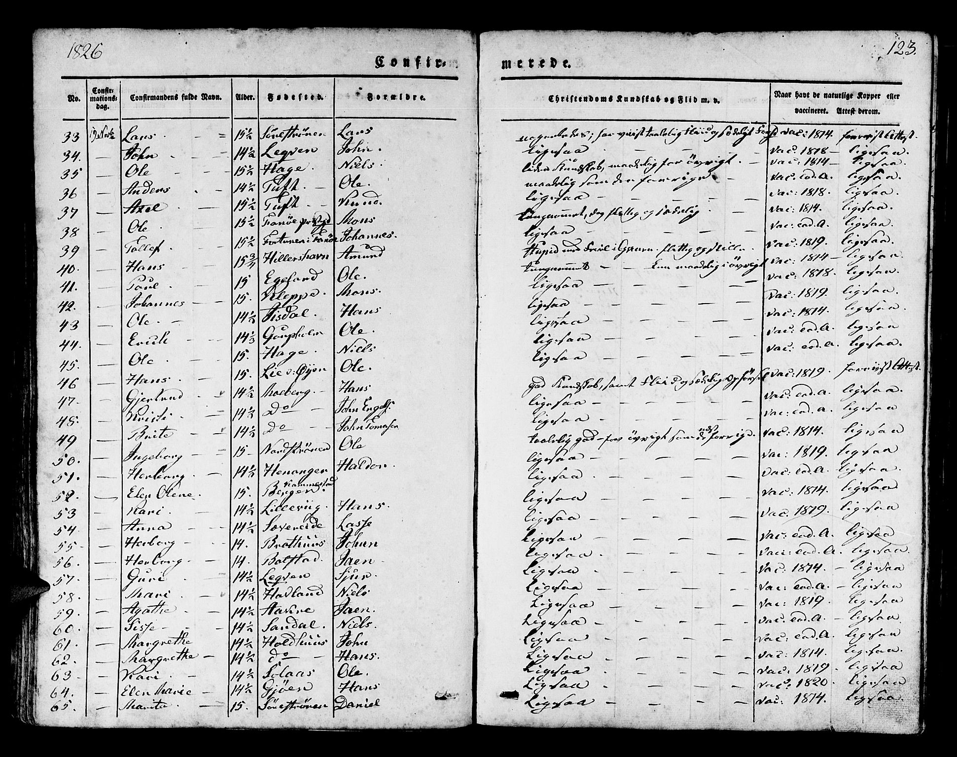 Os sokneprestembete, SAB/A-99929: Parish register (official) no. A 14, 1826-1839, p. 123