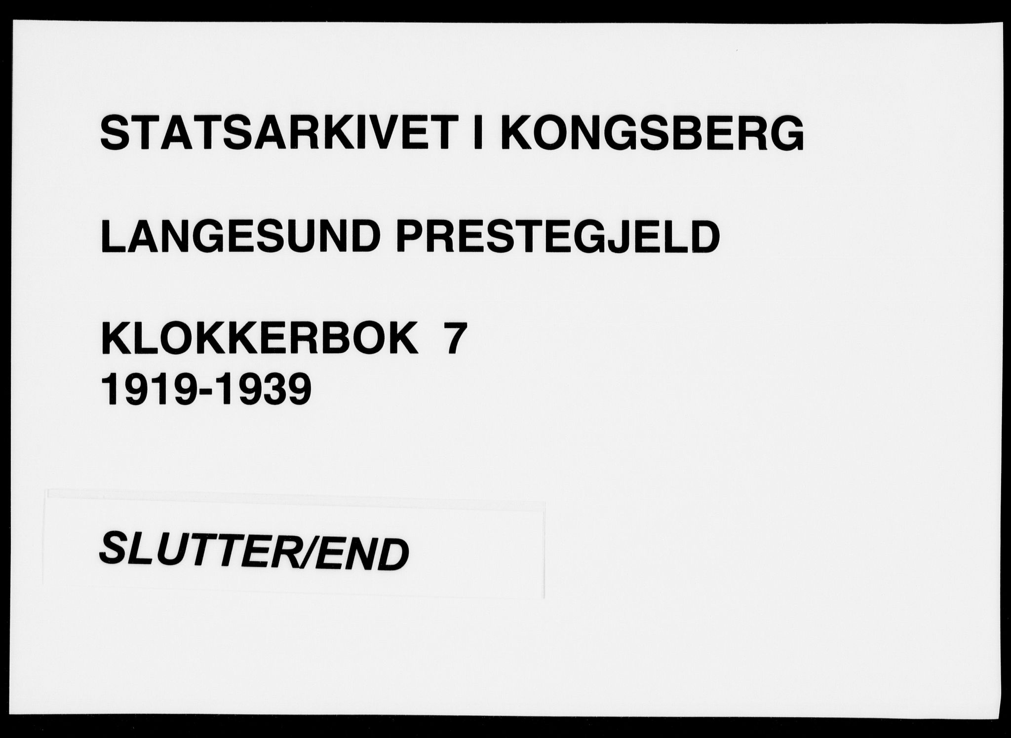 Langesund kirkebøker, AV/SAKO-A-280/G/Ga/L0007: Parish register (copy) no. 7, 1919-1939