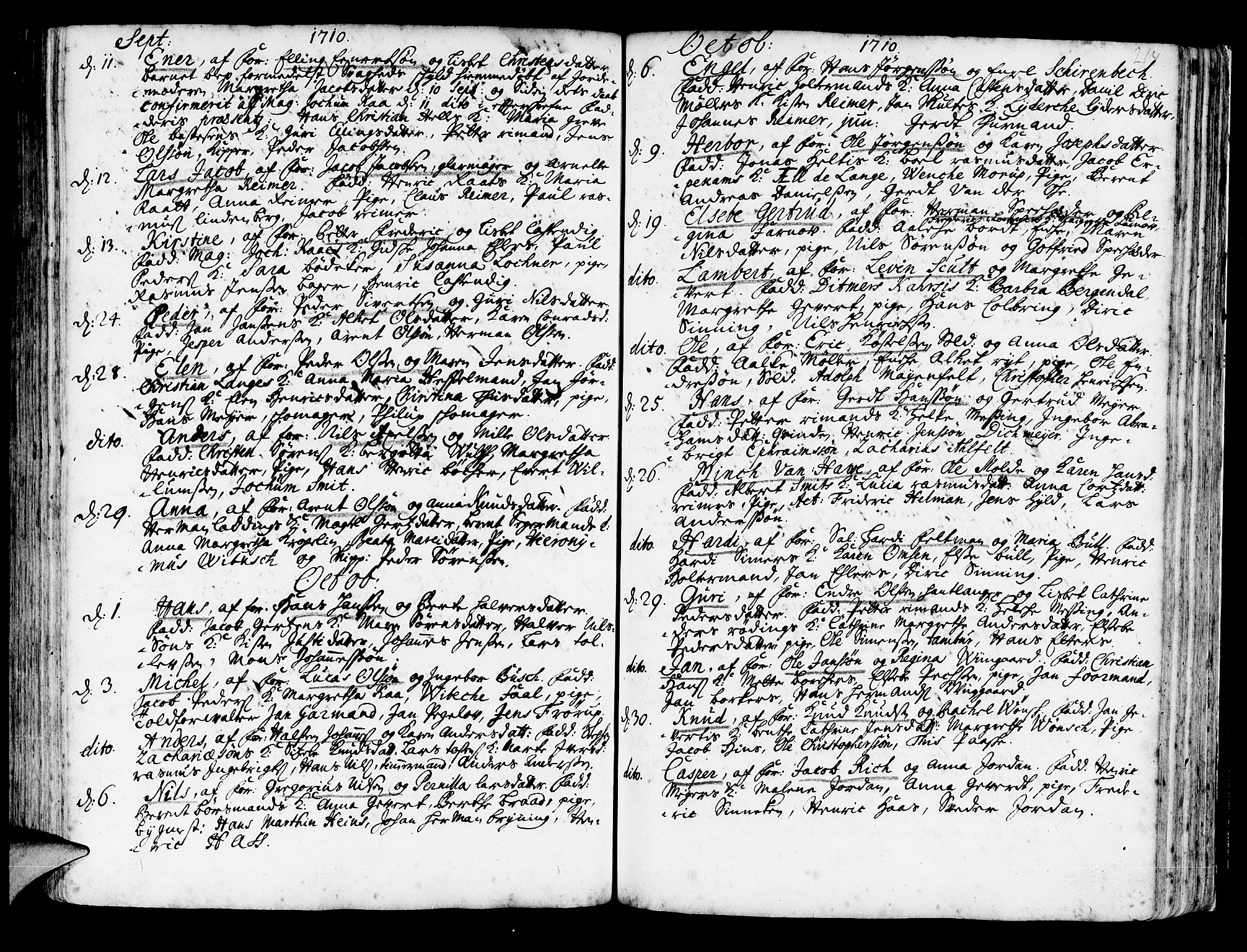 Korskirken sokneprestembete, SAB/A-76101/H/Haa/L0003: Parish register (official) no. A 3, 1698-1719, p. 214
