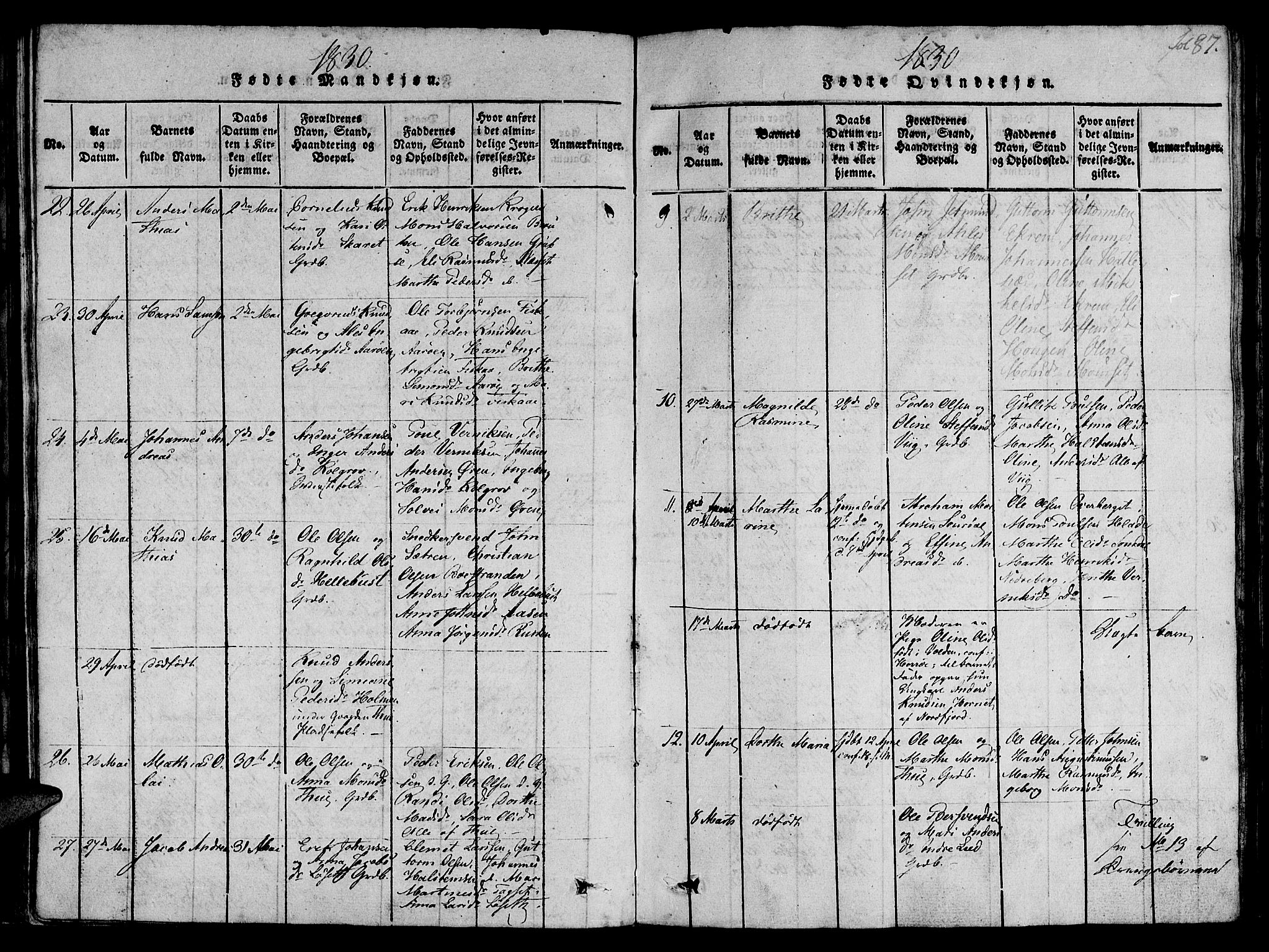 Ministerialprotokoller, klokkerbøker og fødselsregistre - Møre og Romsdal, AV/SAT-A-1454/501/L0004: Parish register (official) no. 501A04, 1816-1831, p. 87