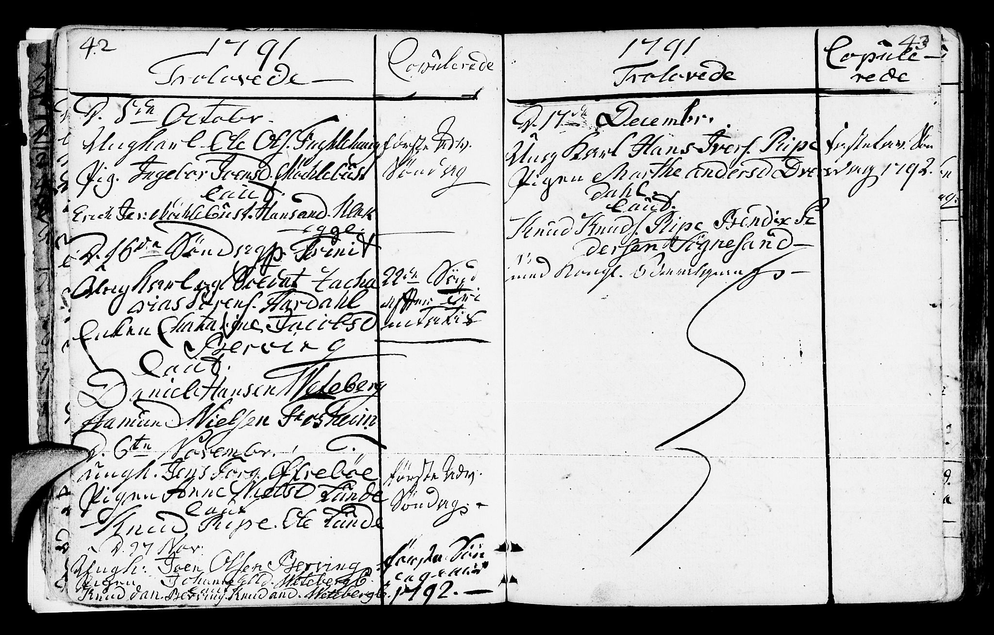 Jølster sokneprestembete, AV/SAB-A-80701/H/Haa/Haaa/L0006: Parish register (official) no. A 6, 1790-1821, p. 42-43