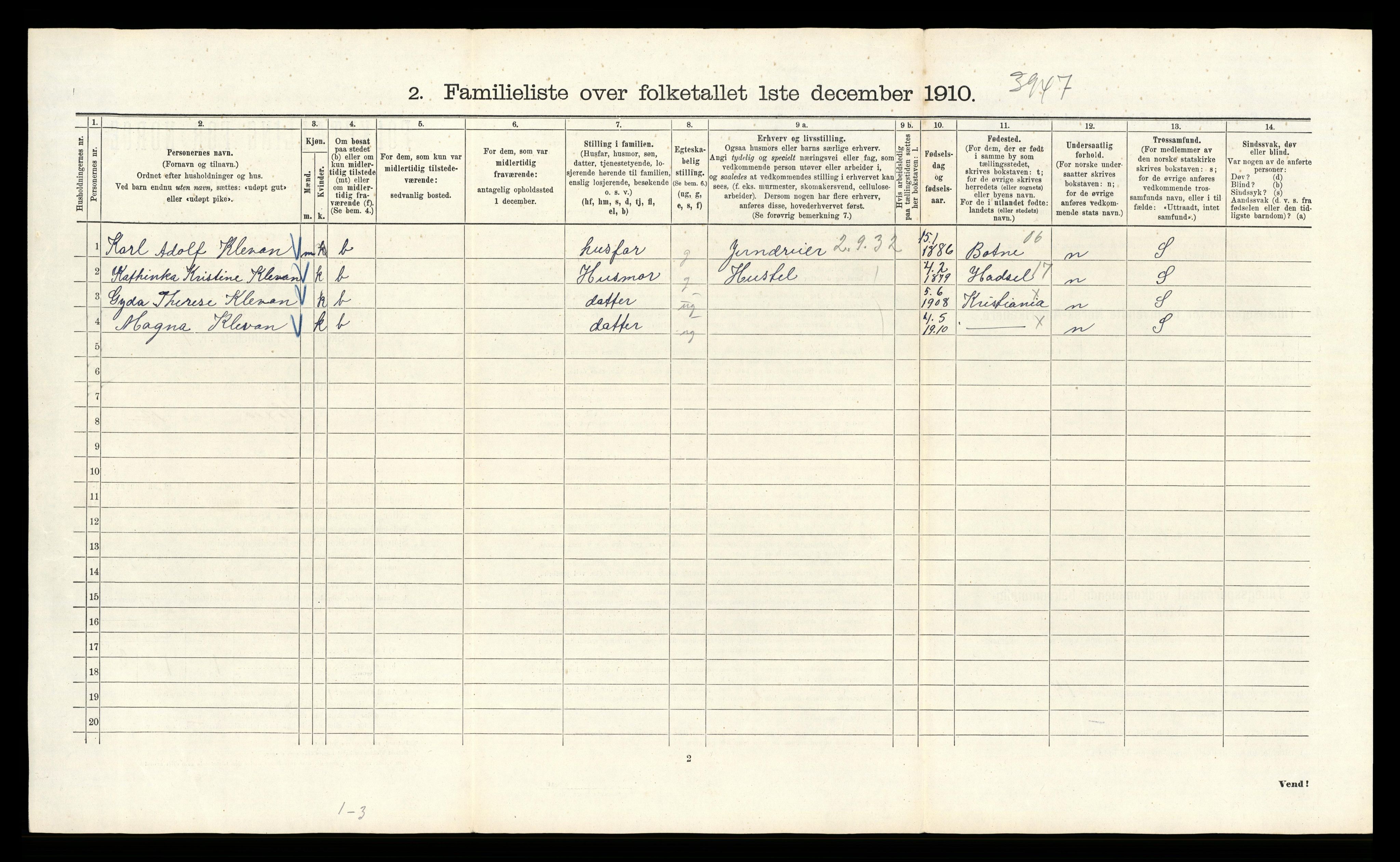 RA, 1910 census for Kristiania, 1910, p. 90542