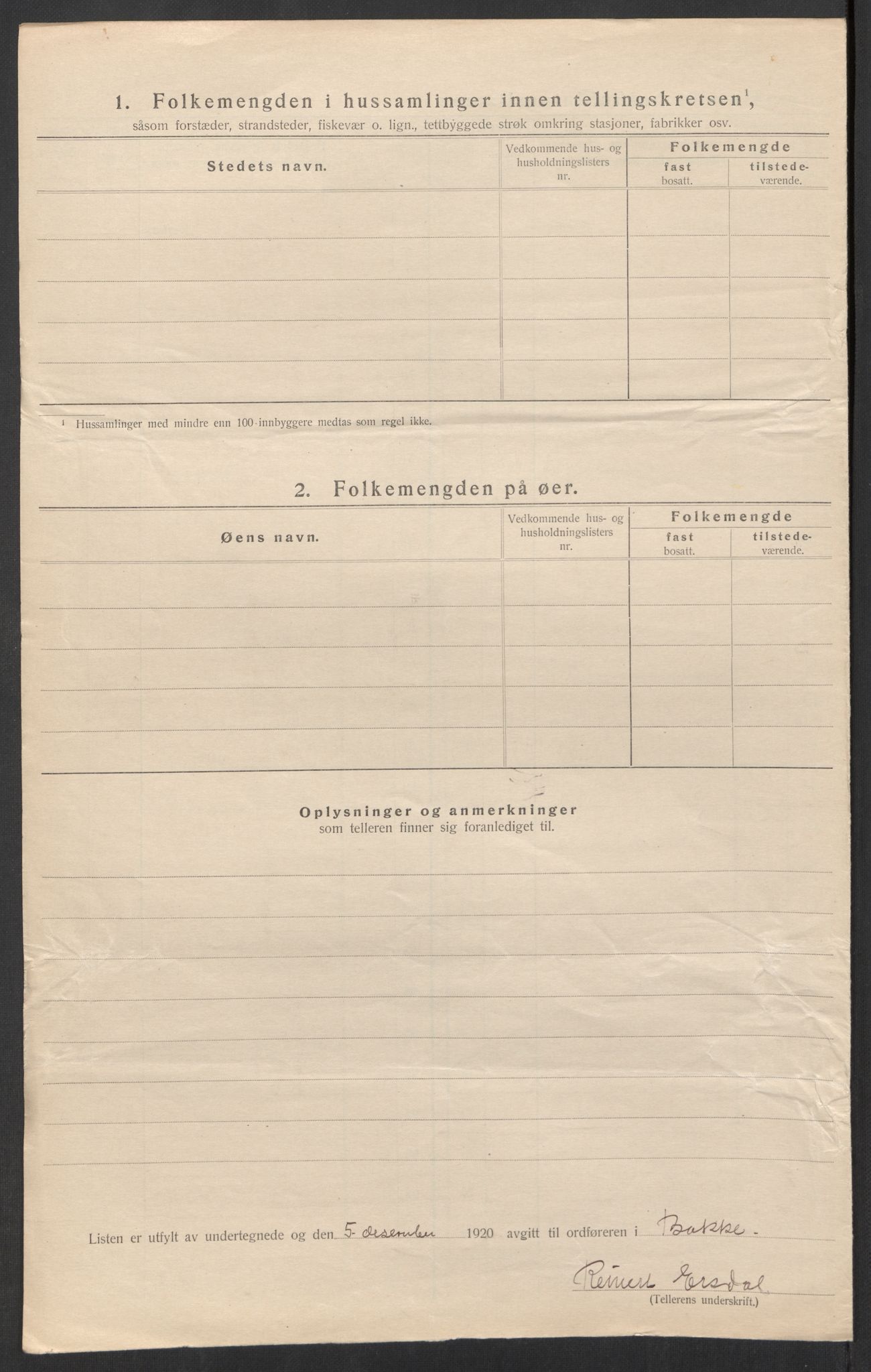 SAK, 1920 census for Bakke, 1920, p. 29
