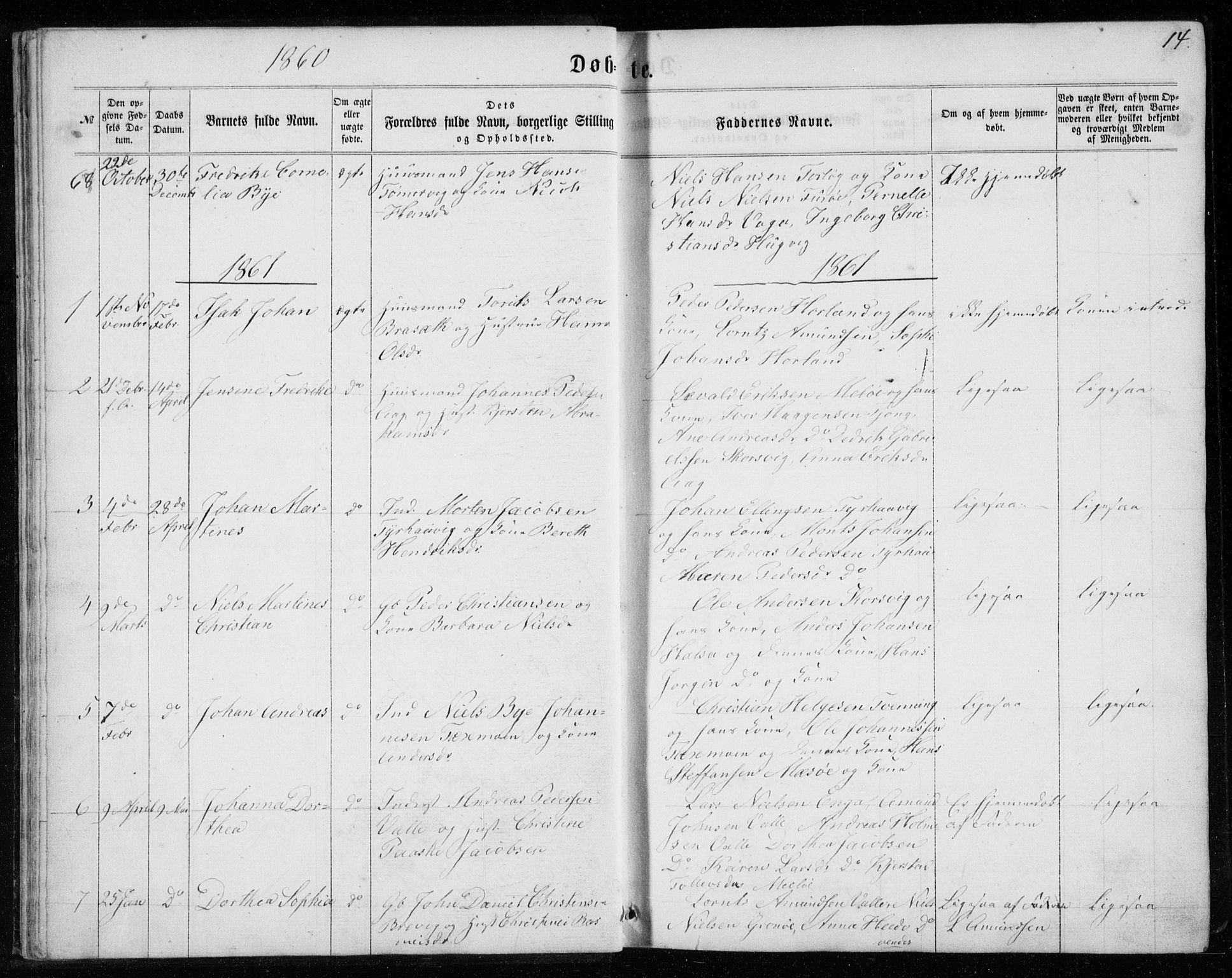 Ministerialprotokoller, klokkerbøker og fødselsregistre - Nordland, SAT/A-1459/843/L0634: Parish register (copy) no. 843C03, 1860-1884, p. 14
