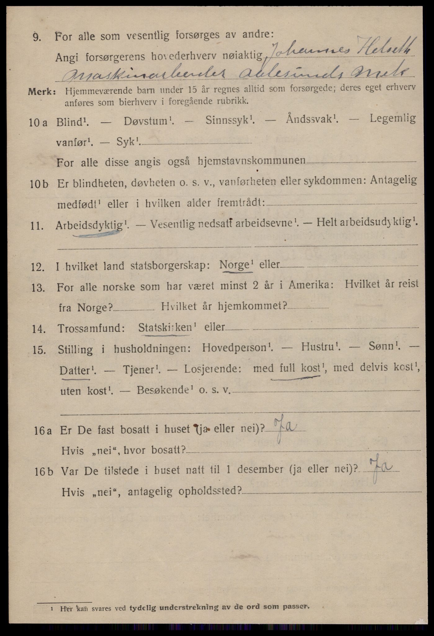 SAT, 1920 census for Ålesund, 1920, p. 42015