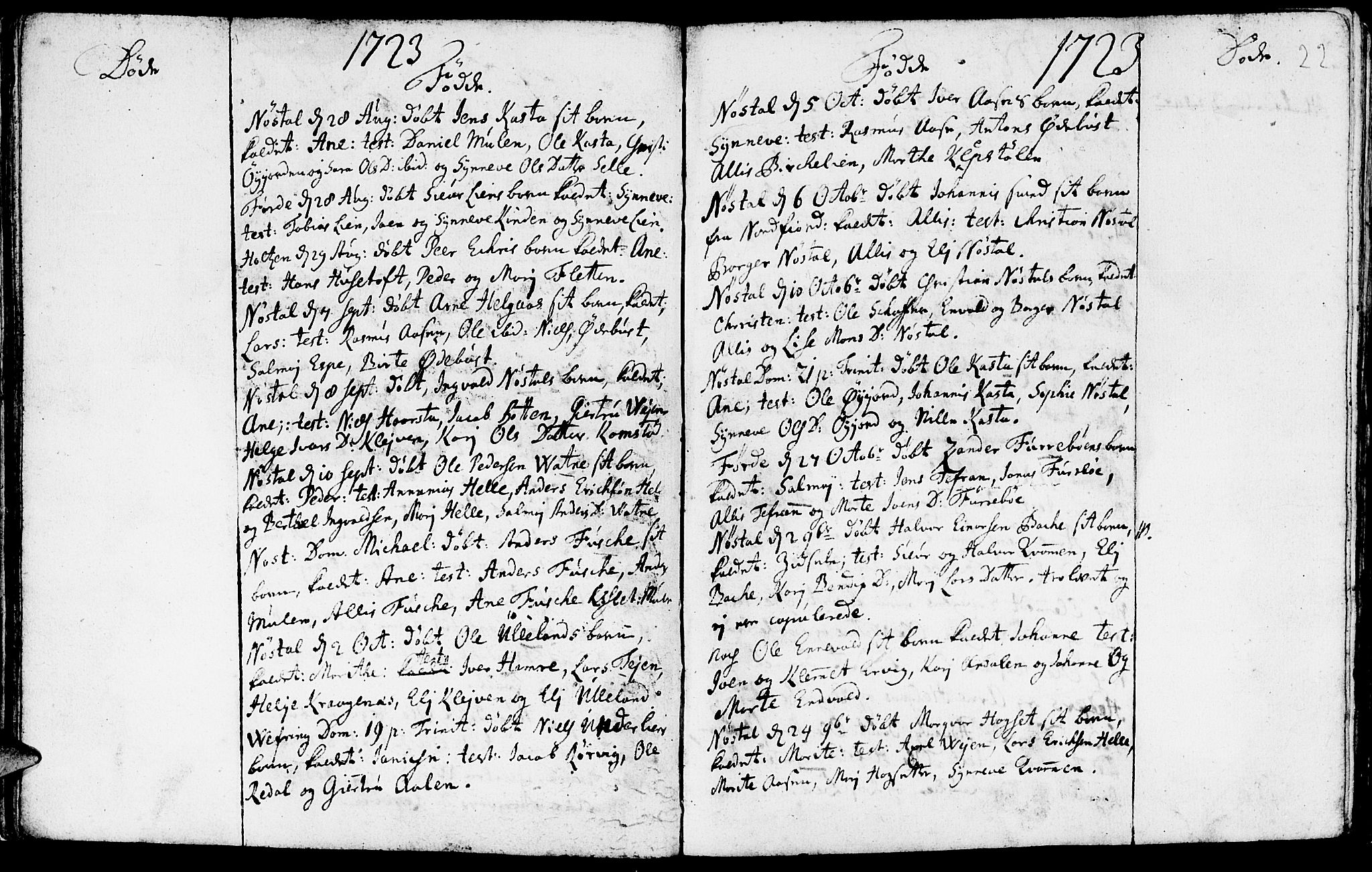 Førde sokneprestembete, AV/SAB-A-79901/H/Haa/Haaa/L0001: Parish register (official) no. A 1, 1720-1727, p. 22