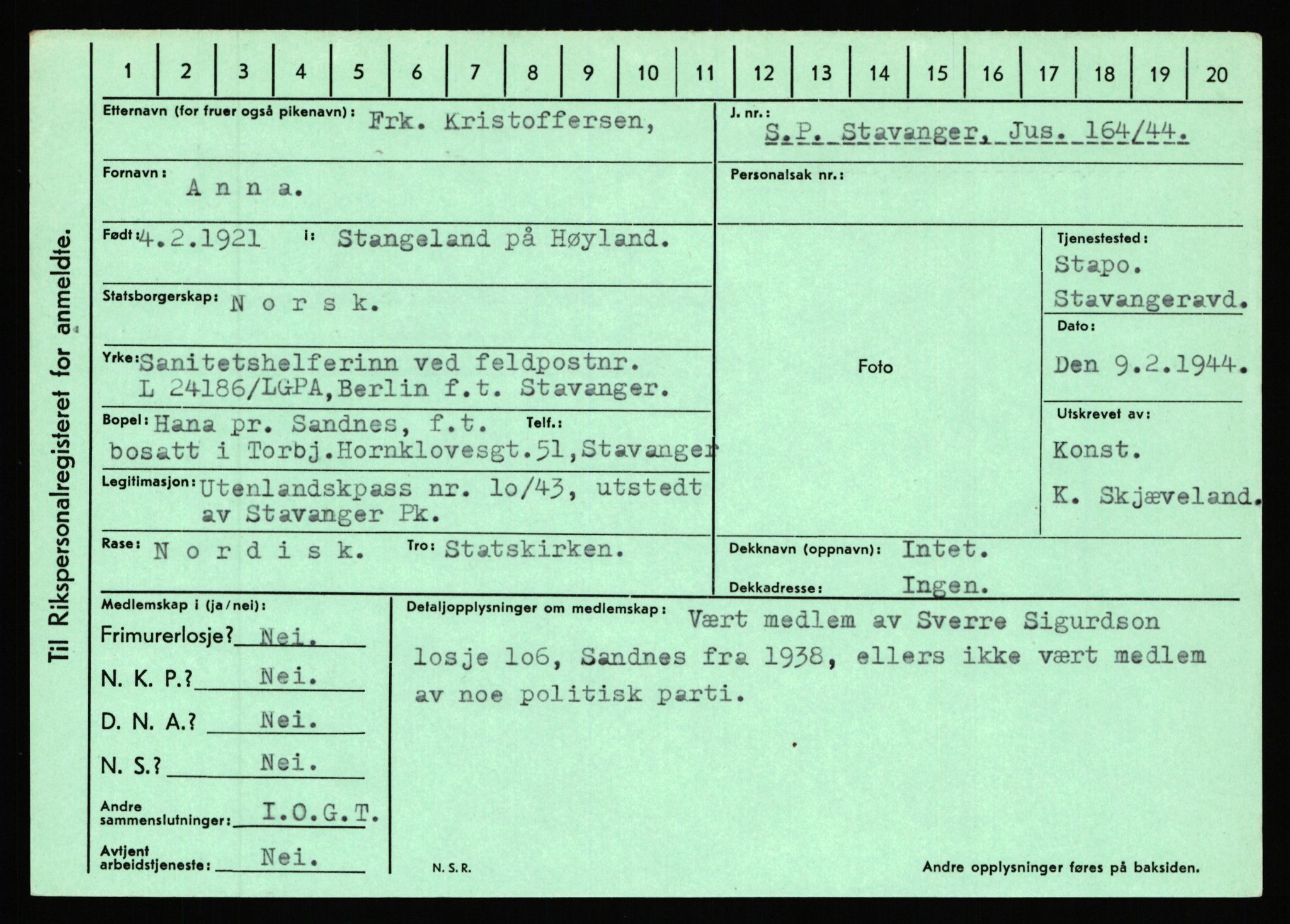 Statspolitiet - Hovedkontoret / Osloavdelingen, AV/RA-S-1329/C/Ca/L0009: Knutsen - Limstrand, 1943-1945, p. 1680