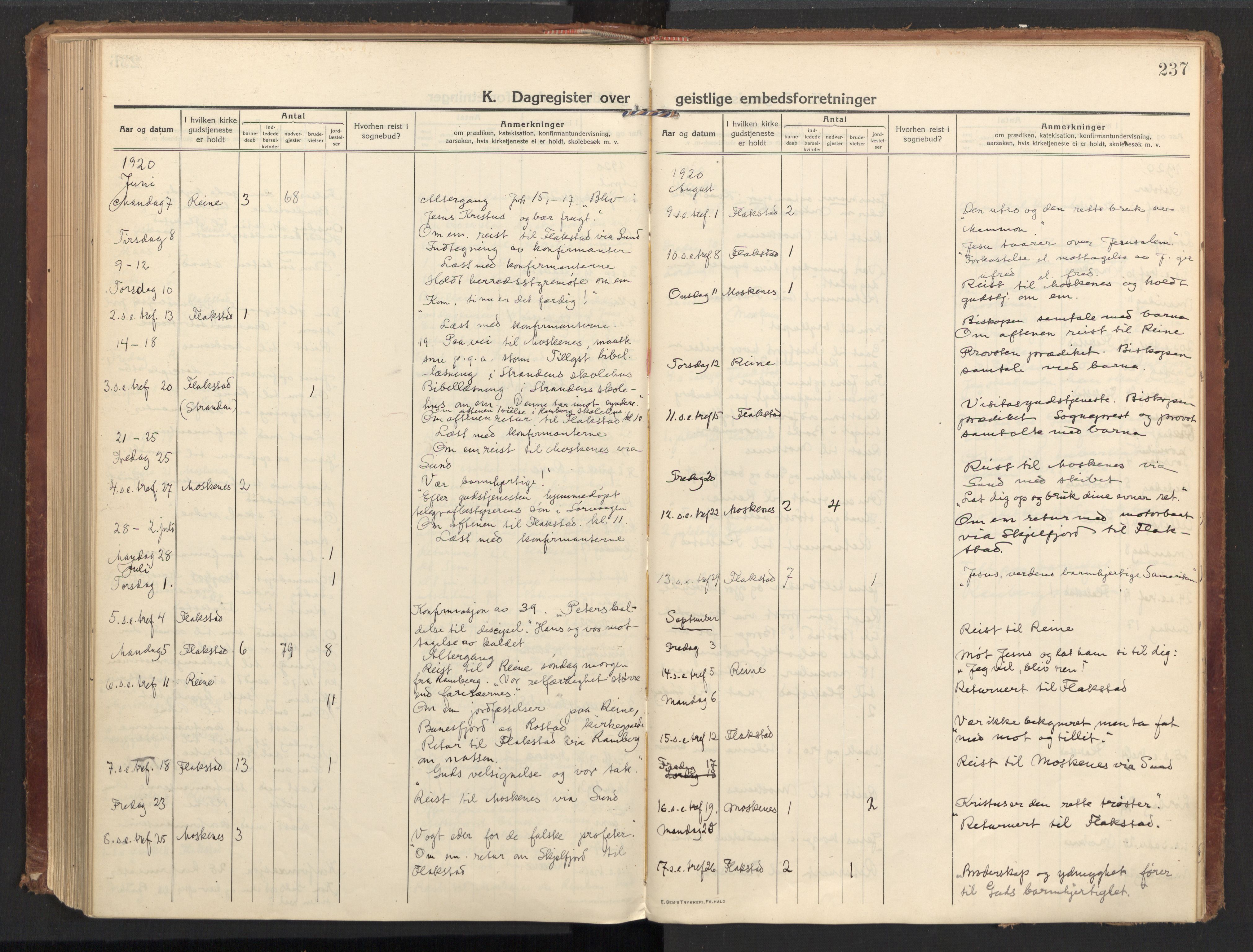 Ministerialprotokoller, klokkerbøker og fødselsregistre - Nordland, AV/SAT-A-1459/885/L1210: Parish register (official) no. 885A10, 1916-1926, p. 237