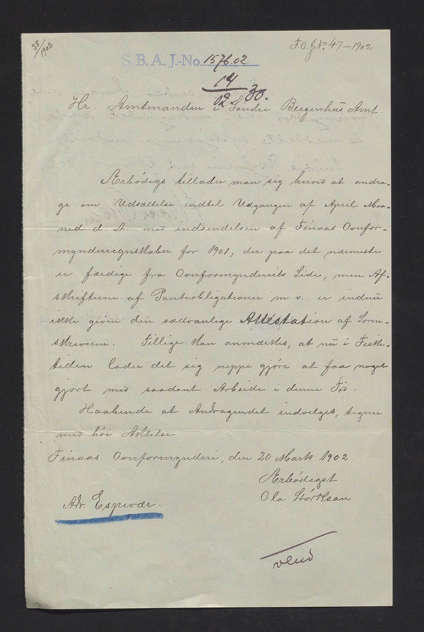 Finnaas kommune. Overformynderiet, IKAH/1218a-812/R/Ra/Raa/L0007/0001: Årlege rekneskap m/vedlegg / Årlege rekneskap m/vedlegg, 1901