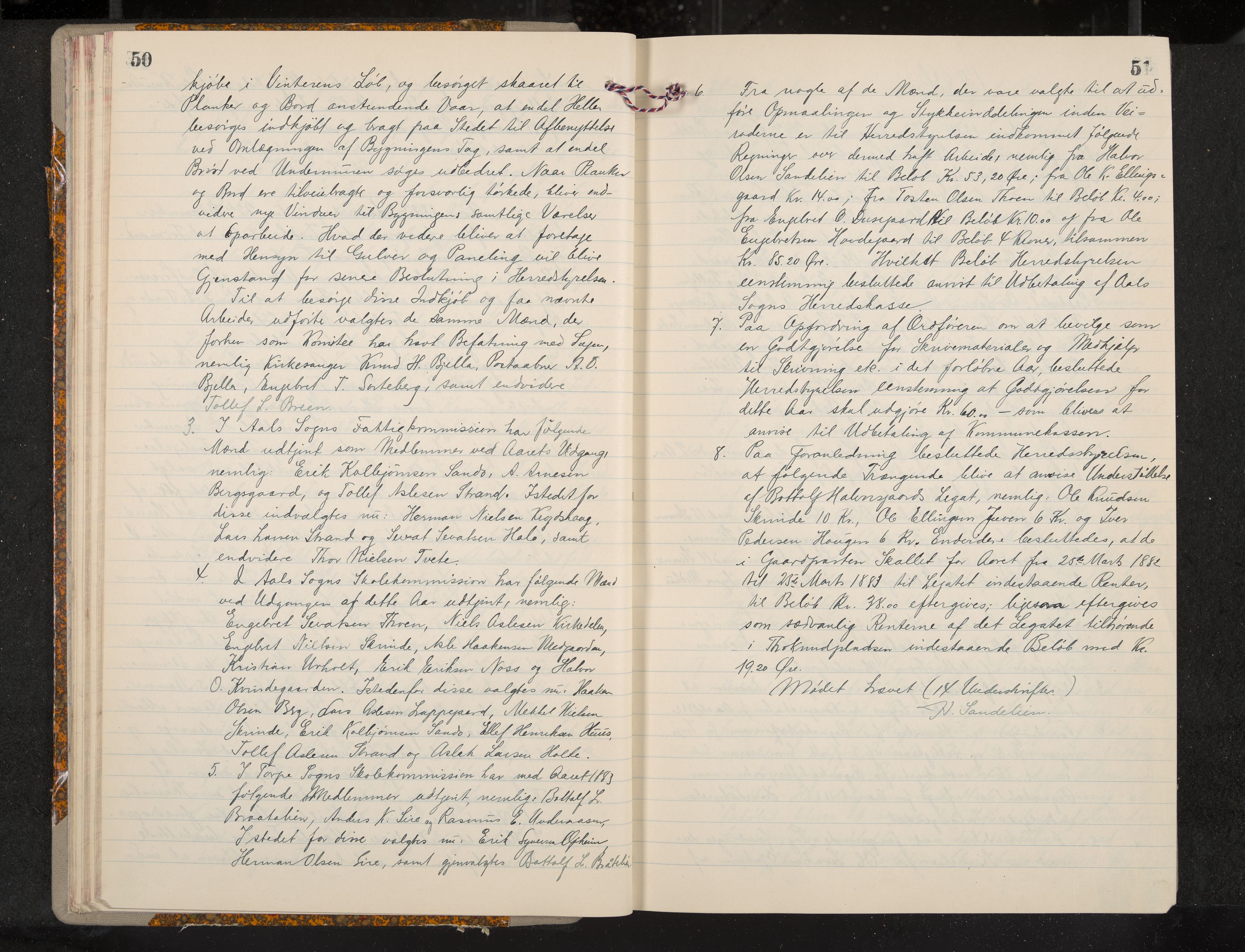 Ål formannskap og sentraladministrasjon, IKAK/0619021/A/Aa/L0004: Utskrift av møtebok, 1881-1901, p. 50-51