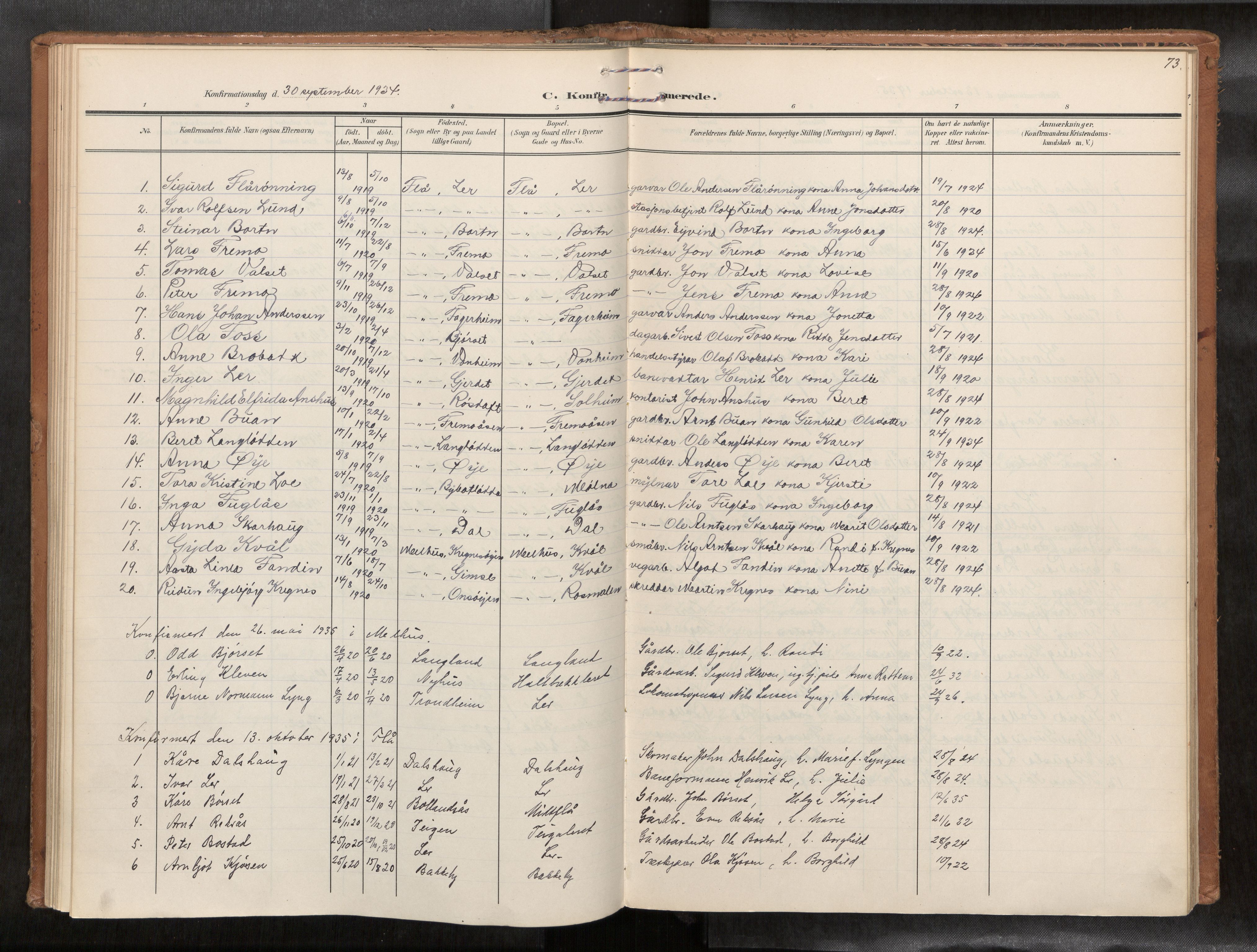 Ministerialprotokoller, klokkerbøker og fødselsregistre - Sør-Trøndelag, SAT/A-1456/693/L1119b: Parish register (official) no. 693A02, 1906-1936, p. 73