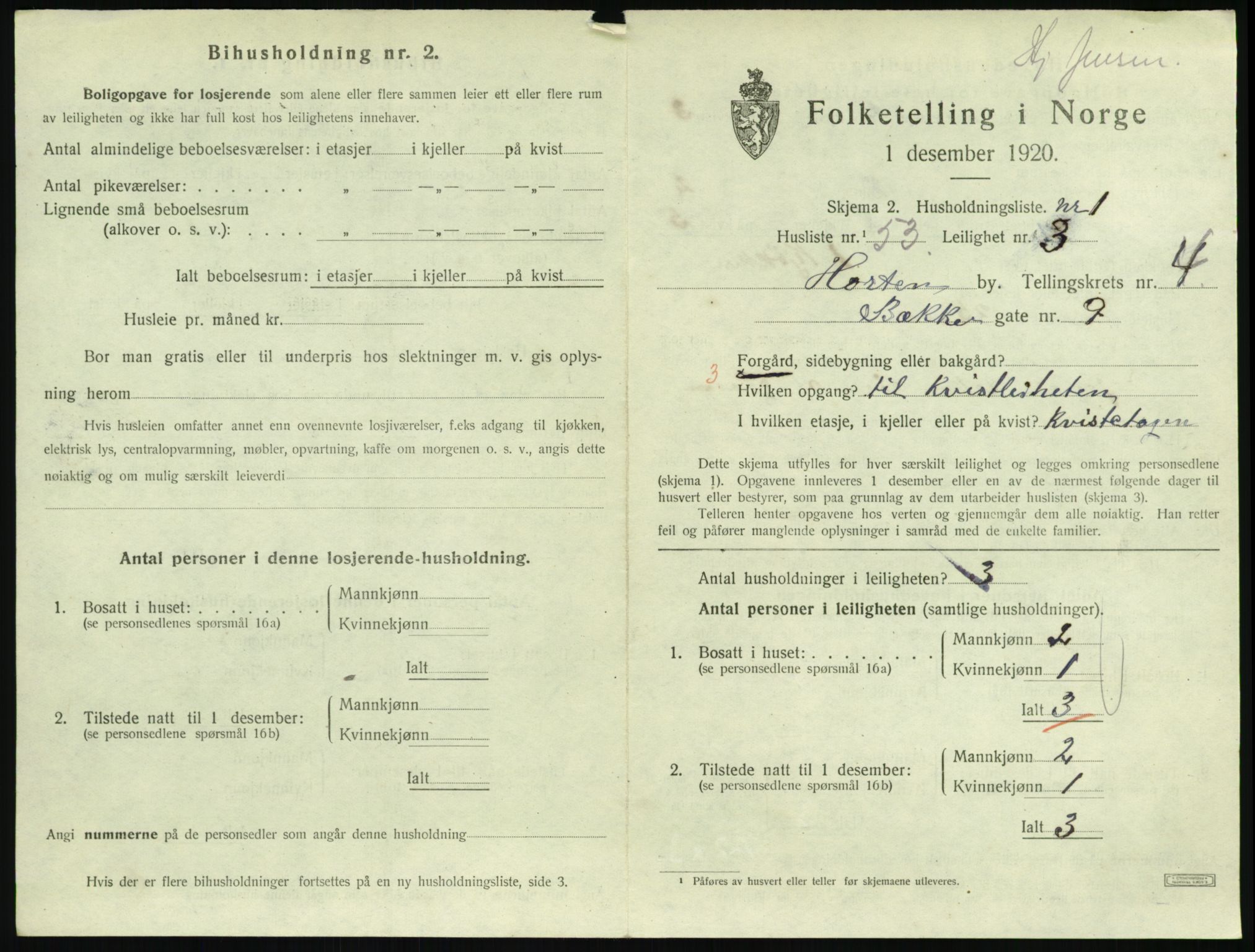 SAKO, 1920 census for Horten, 1920, p. 5055