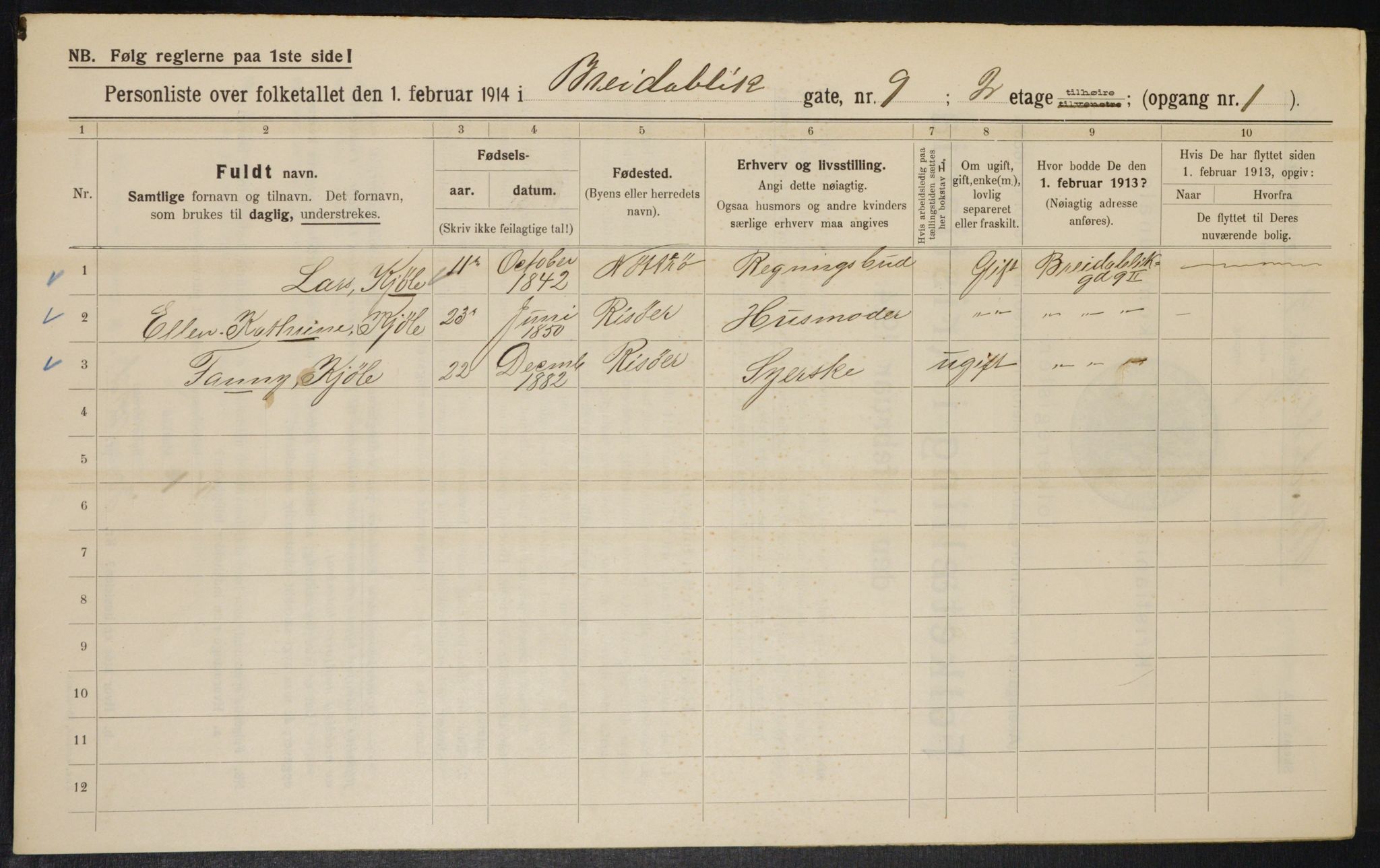 OBA, Municipal Census 1914 for Kristiania, 1914, p. 8122