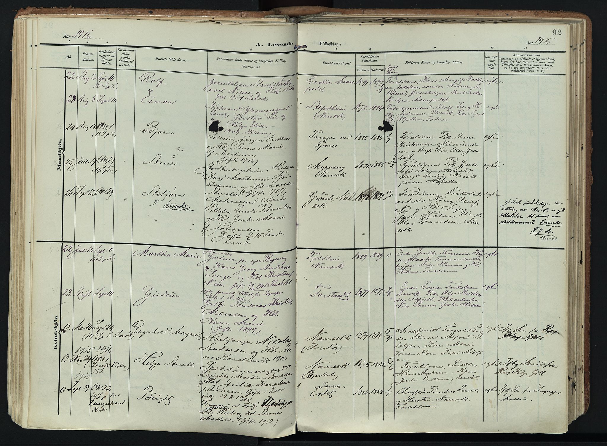 Hedrum kirkebøker, AV/SAKO-A-344/F/Fa/L0010: Parish register (official) no. I 10, 1904-1918, p. 92