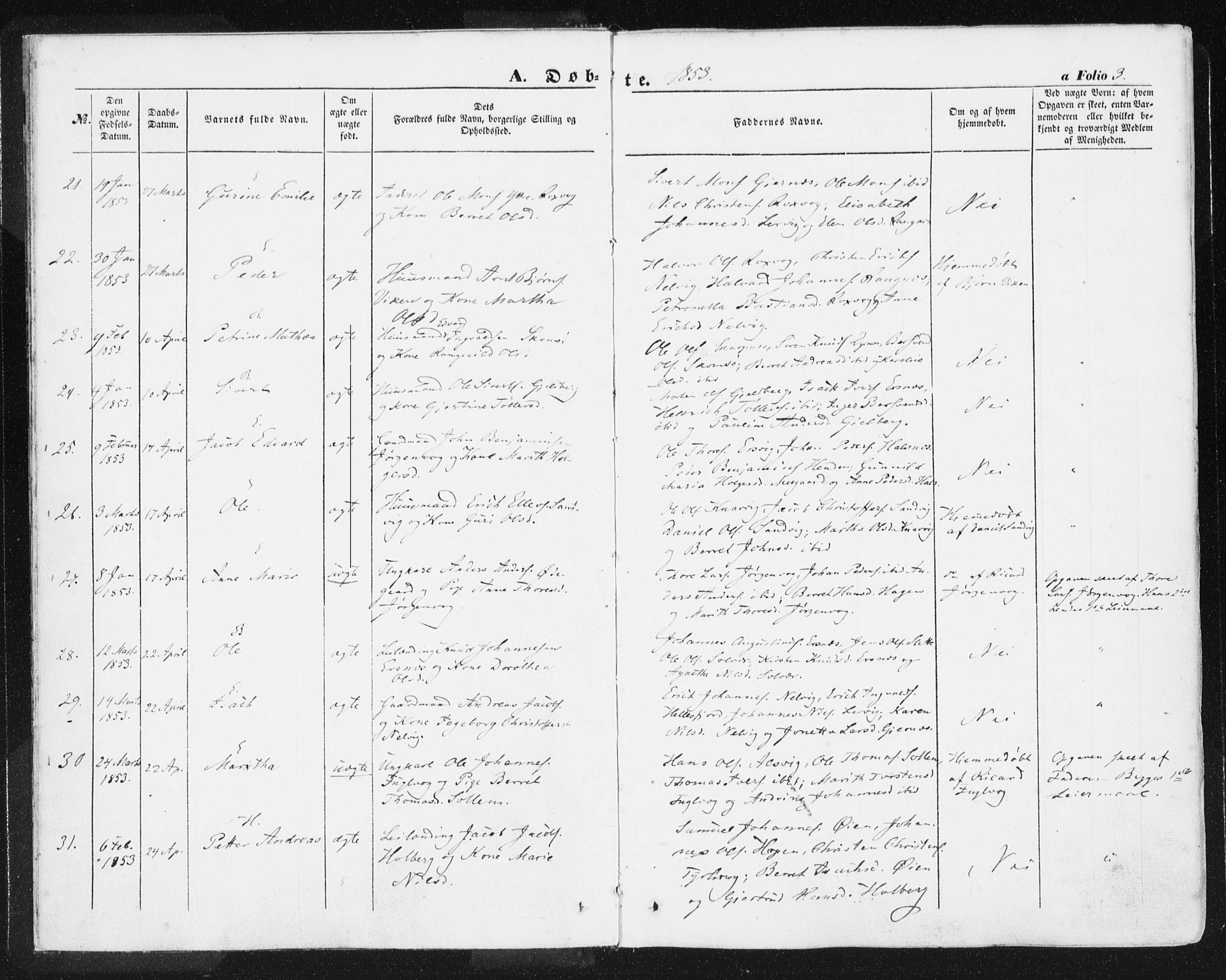 Ministerialprotokoller, klokkerbøker og fødselsregistre - Møre og Romsdal, AV/SAT-A-1454/581/L0937: Parish register (official) no. 581A05, 1853-1872, p. 3