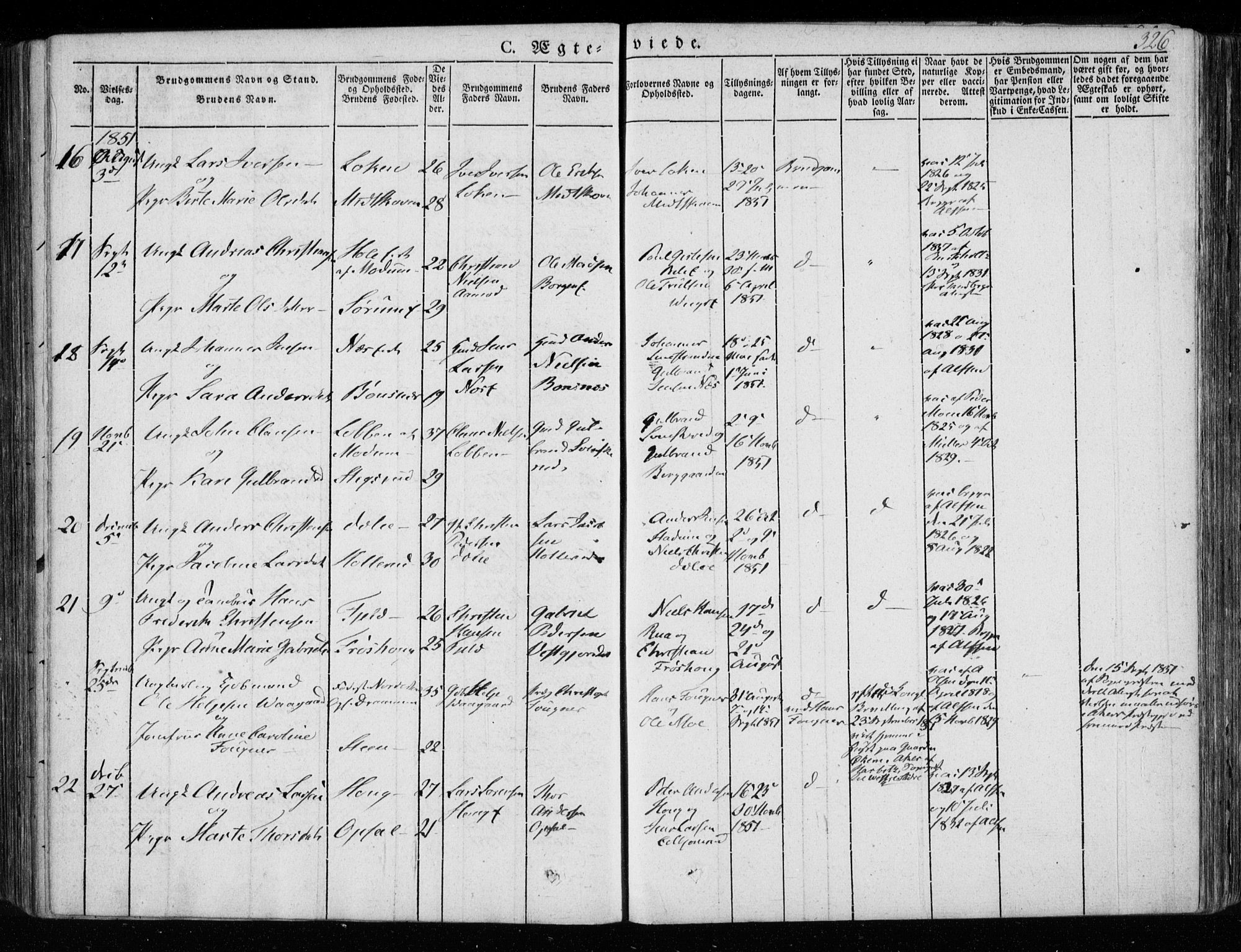 Hole kirkebøker, SAKO/A-228/F/Fa/L0005: Parish register (official) no. I 5, 1833-1851, p. 326