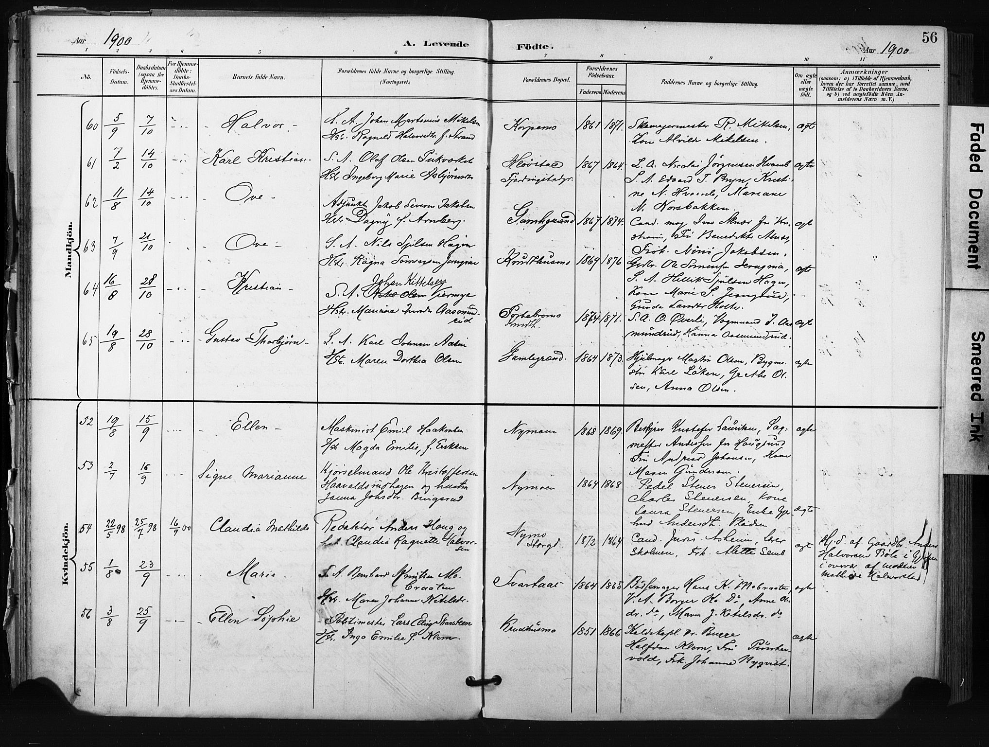 Kongsberg kirkebøker, AV/SAKO-A-22/F/Fb/L0003: Parish register (official) no. II 3, 1896-1905, p. 56