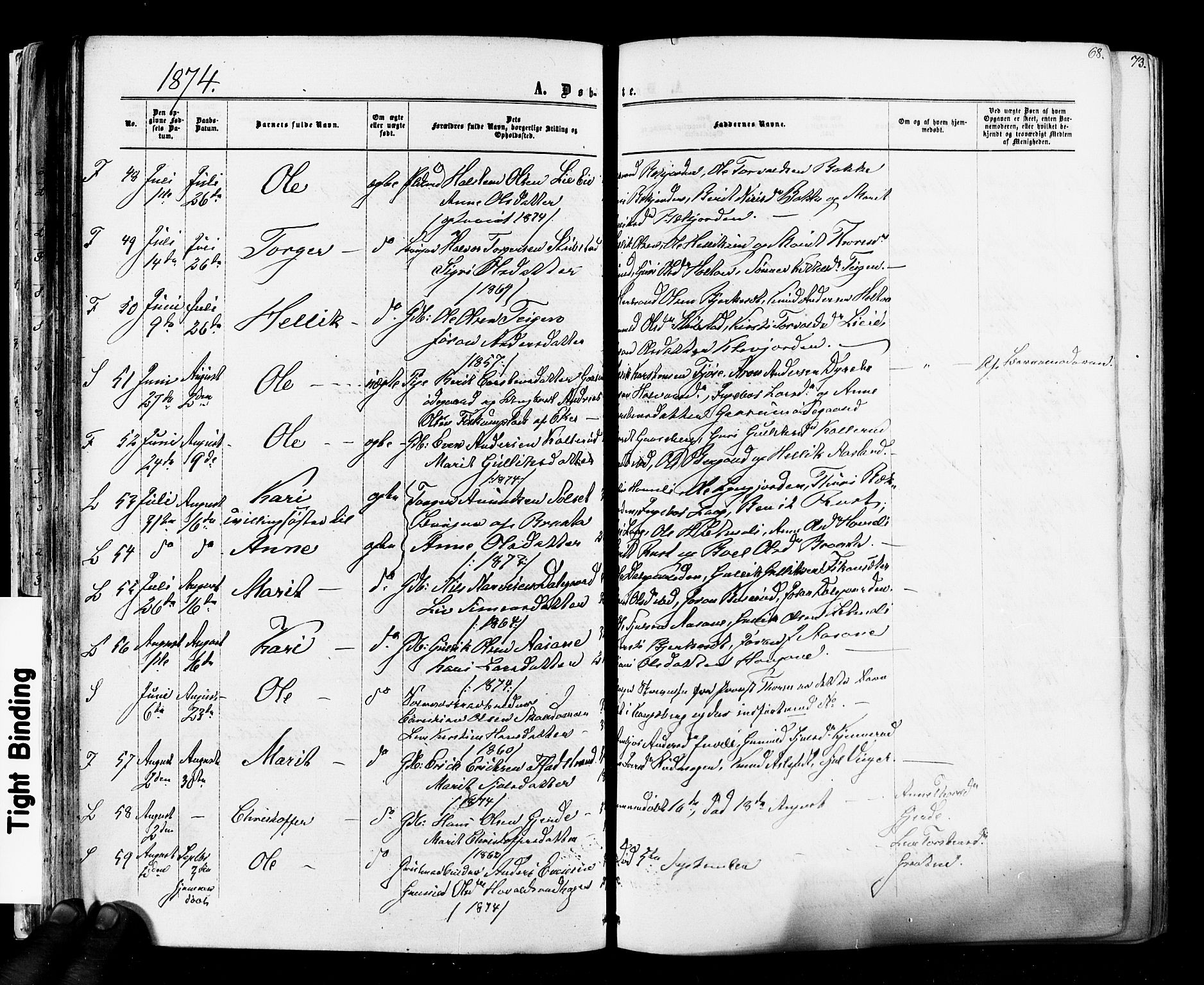 Flesberg kirkebøker, AV/SAKO-A-18/F/Fa/L0007: Parish register (official) no. I 7, 1861-1878, p. 68