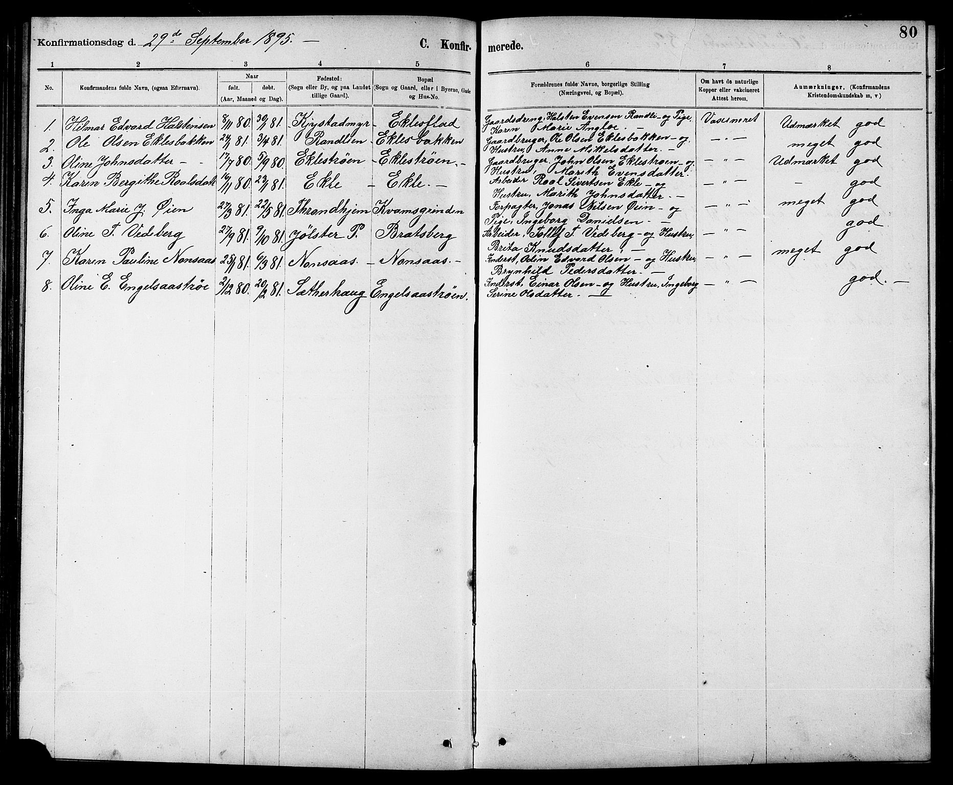 Ministerialprotokoller, klokkerbøker og fødselsregistre - Sør-Trøndelag, SAT/A-1456/608/L0341: Parish register (copy) no. 608C07, 1890-1912, p. 80