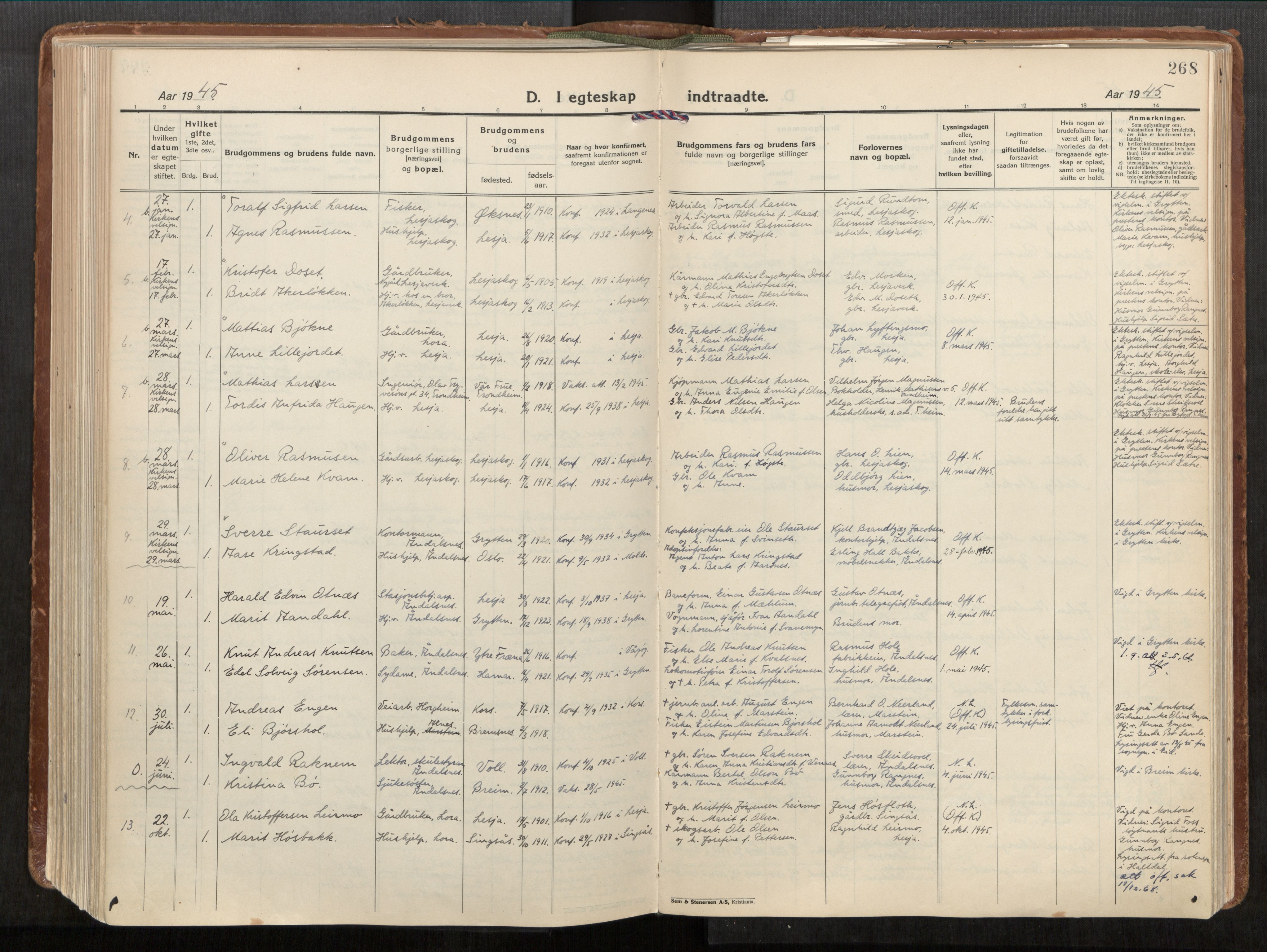 Ministerialprotokoller, klokkerbøker og fødselsregistre - Møre og Romsdal, AV/SAT-A-1454/544/L0587: Parish register (official) no. 544A11, 1924-1954, p. 268