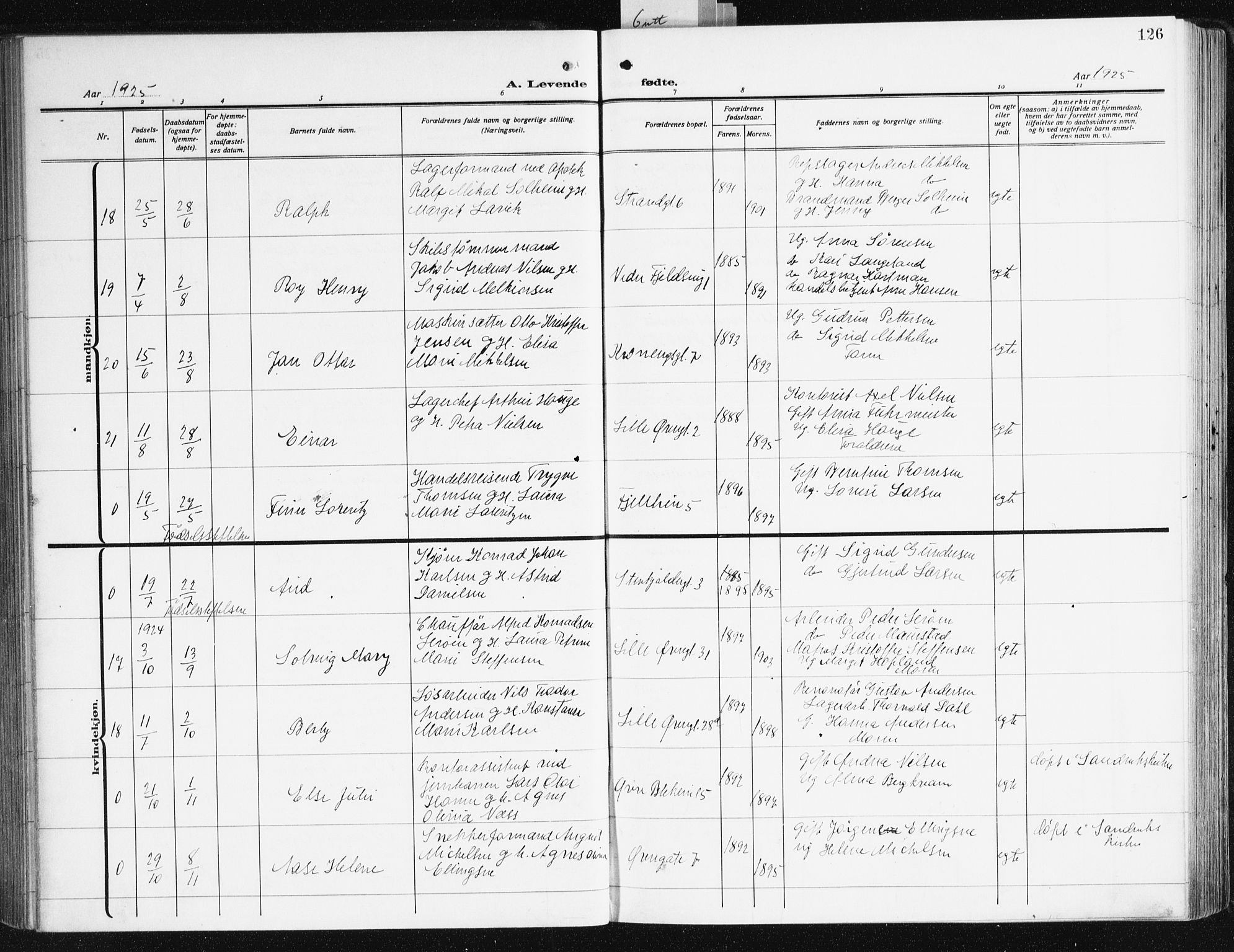 Korskirken sokneprestembete, AV/SAB-A-76101/H/Hab: Parish register (copy) no. B 12, 1917-1942, p. 126