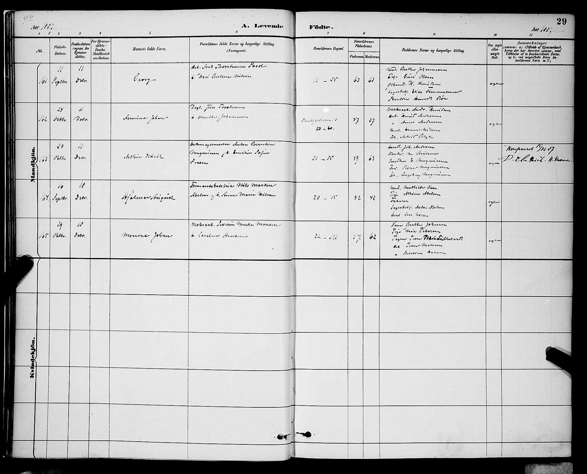 Korskirken sokneprestembete, AV/SAB-A-76101/H/Hab: Parish register (copy) no. B 9, 1887-1896, p. 29