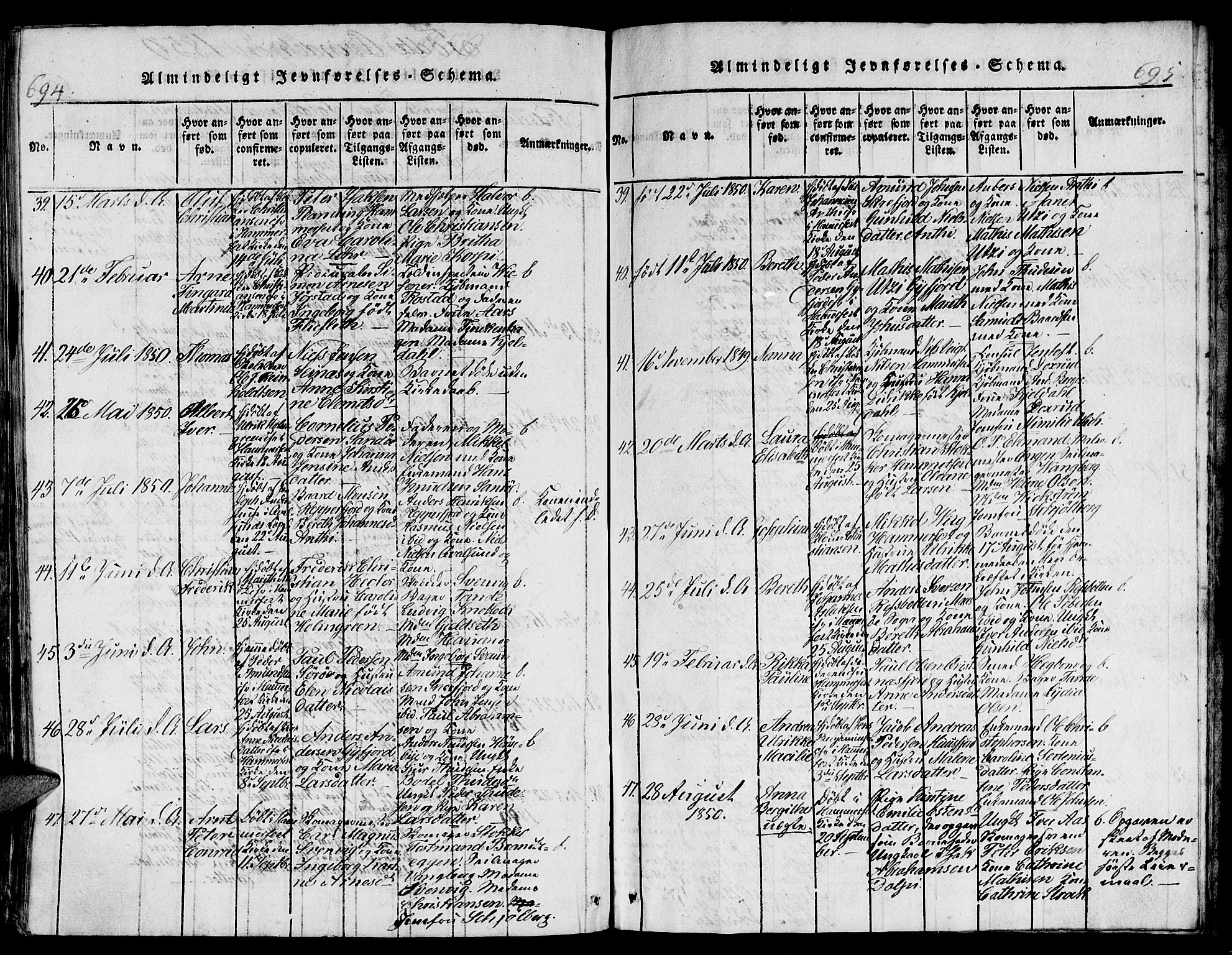 Hammerfest sokneprestkontor, SATØ/S-1347/H/Hb/L0001.klokk: Parish register (copy) no. 1, 1822-1850, p. 694-695