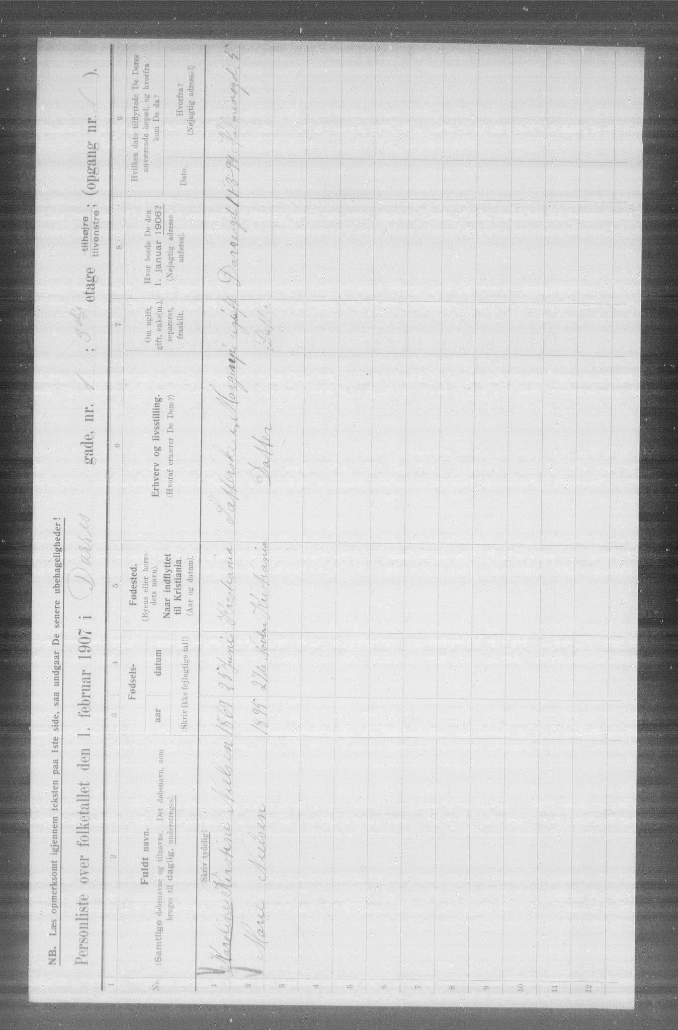 OBA, Municipal Census 1907 for Kristiania, 1907, p. 7802