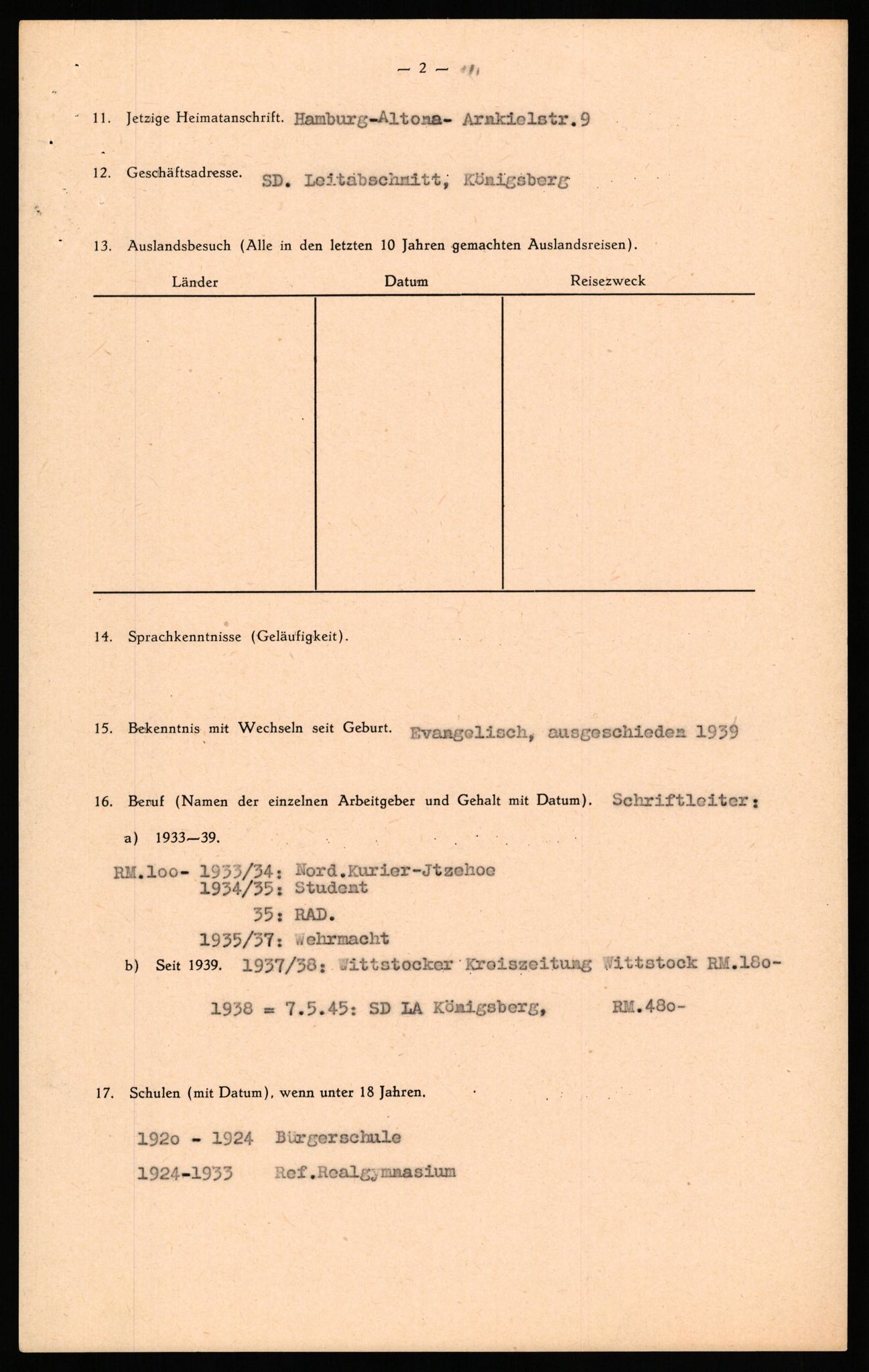 Forsvaret, Forsvarets overkommando II, AV/RA-RAFA-3915/D/Db/L0036: CI Questionaires. Tyske okkupasjonsstyrker i Norge. Tyskere., 1945-1946, p. 420