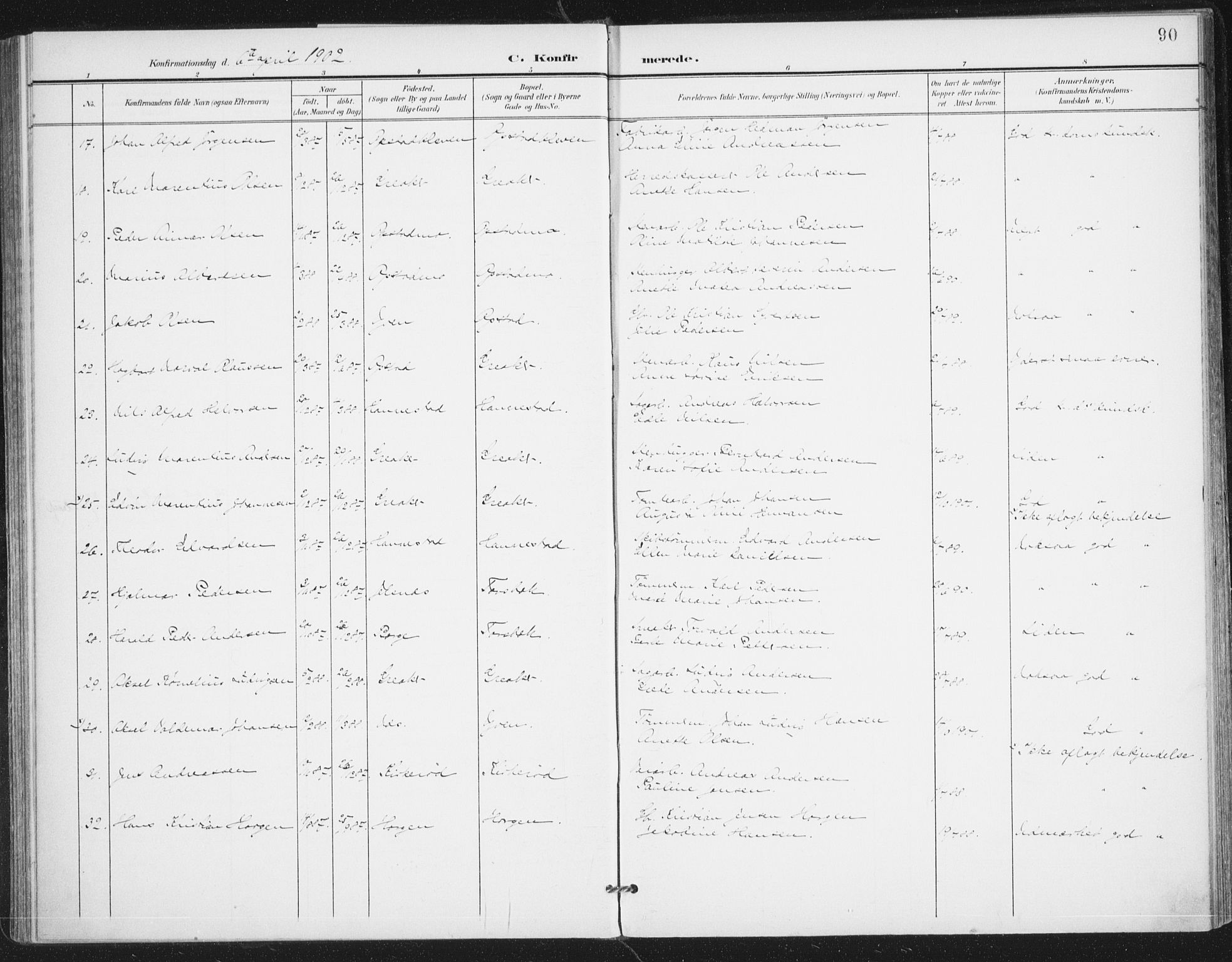 Rolvsøy prestekontor Kirkebøker, AV/SAO-A-2004/F/Fa/L0001: Parish register (official) no. 1, 1901-1909, p. 90