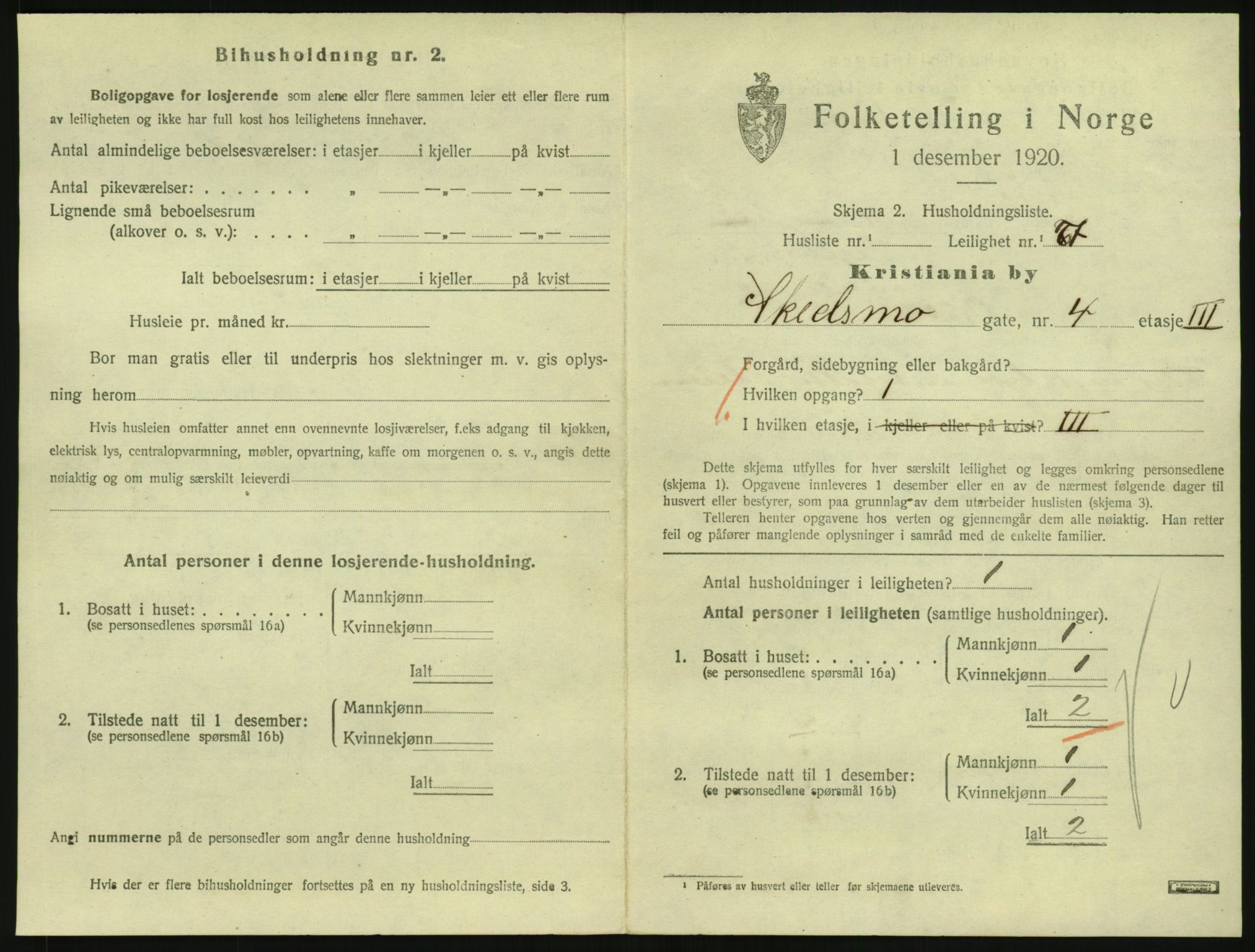 SAO, 1920 census for Kristiania, 1920, p. 95465