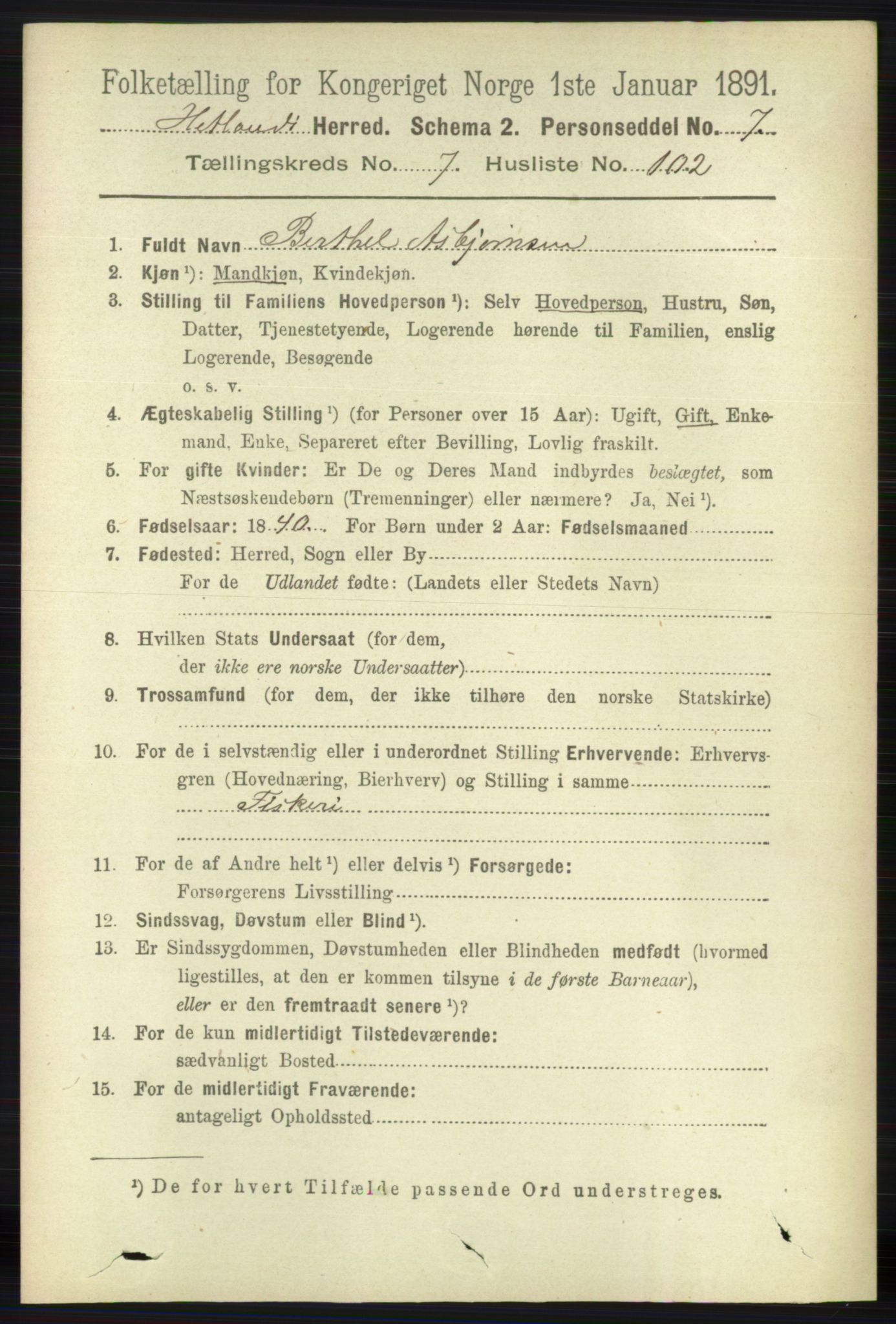 RA, 1891 census for 1126 Hetland, 1891, p. 4342