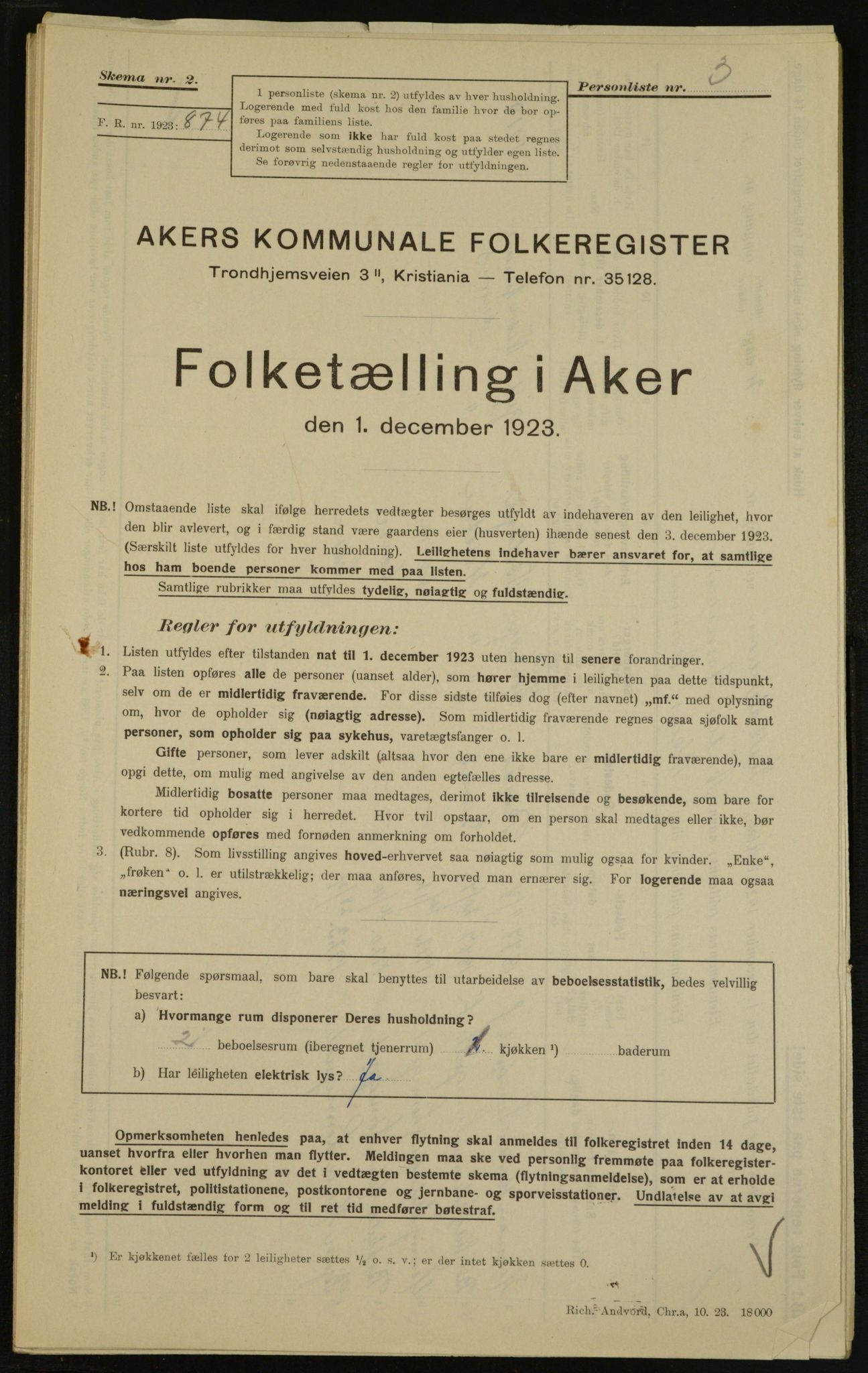 , Municipal Census 1923 for Aker, 1923, p. 28167